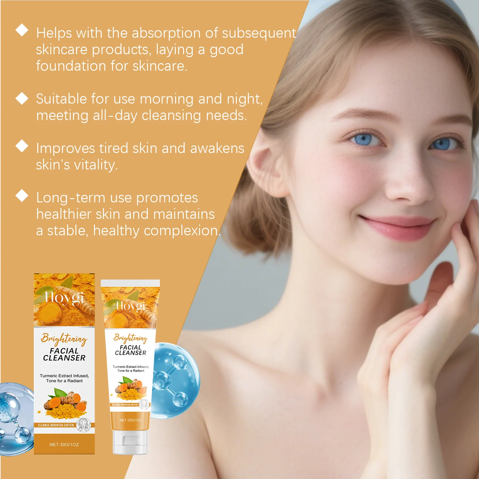 Hoygi Turmeric Brightening Facial Cleanser - Gentle Cleansing, Hydration, Glowing Skin 9 turmeric brightening facial cleanser der wuyybz36 desc 9