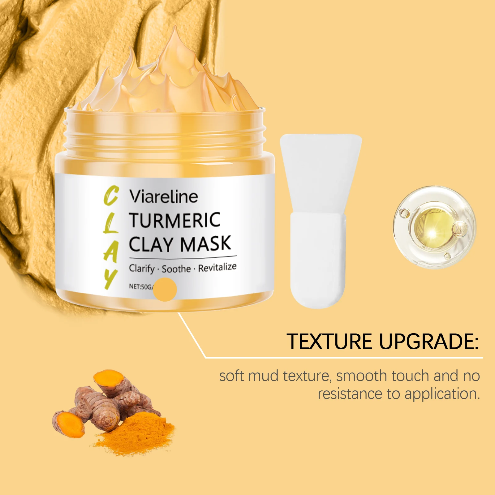 Viareline Turmeric Clay Mask - Clarify, Soothe & Revitalize Skin, Deep Cleansing & Brightening 6 turmeric clay face mask der kxmehbjb desc 6