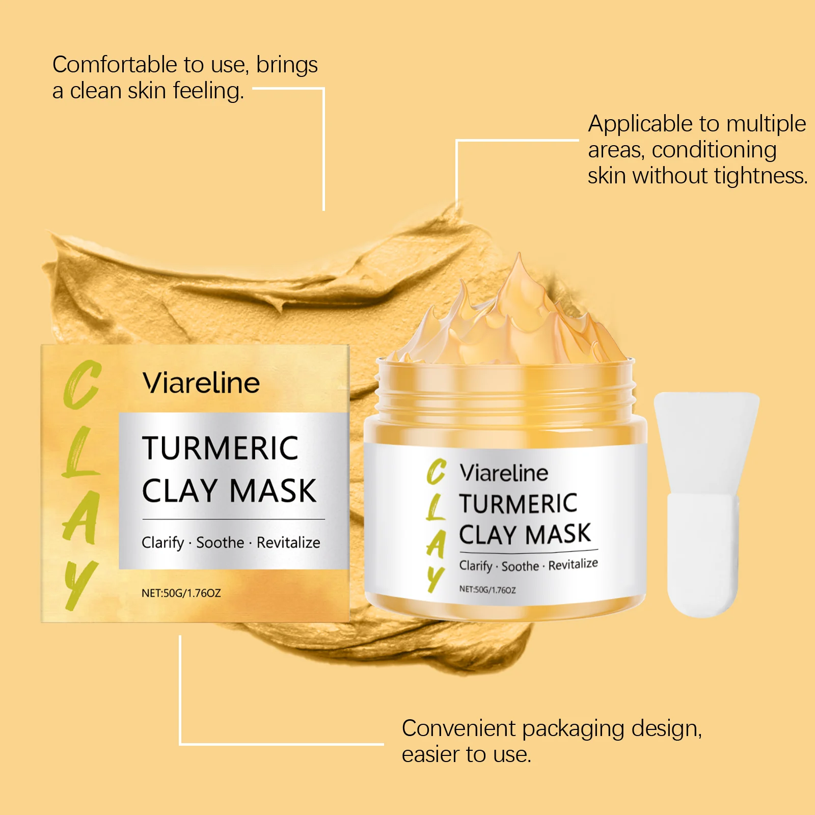 Viareline Turmeric Clay Mask - Clarify, Soothe & Revitalize Skin, Deep Cleansing & Brightening 7 turmeric clay face mask der kxmehbjb desc 7