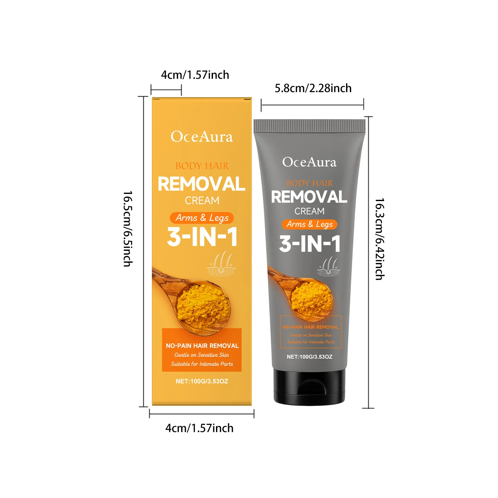 Turmeric Hair Removal Cream 100g Gentle Painless Body Depilatory for Sensitive Skin & Bikini Area 1 turmeric hair removal cream 100g der 4897p9qw desc 1