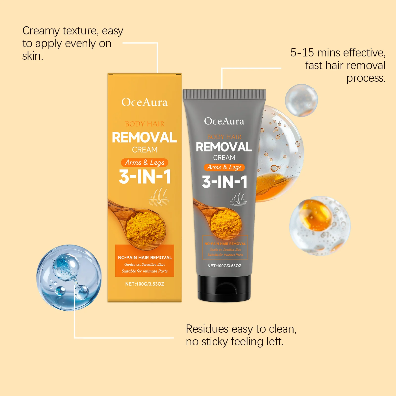 Turmeric Hair Removal Cream 100g Gentle Painless Body Depilatory for Sensitive Skin & Bikini Area 6 turmeric hair removal cream 100g der 4897p9qw desc 6
