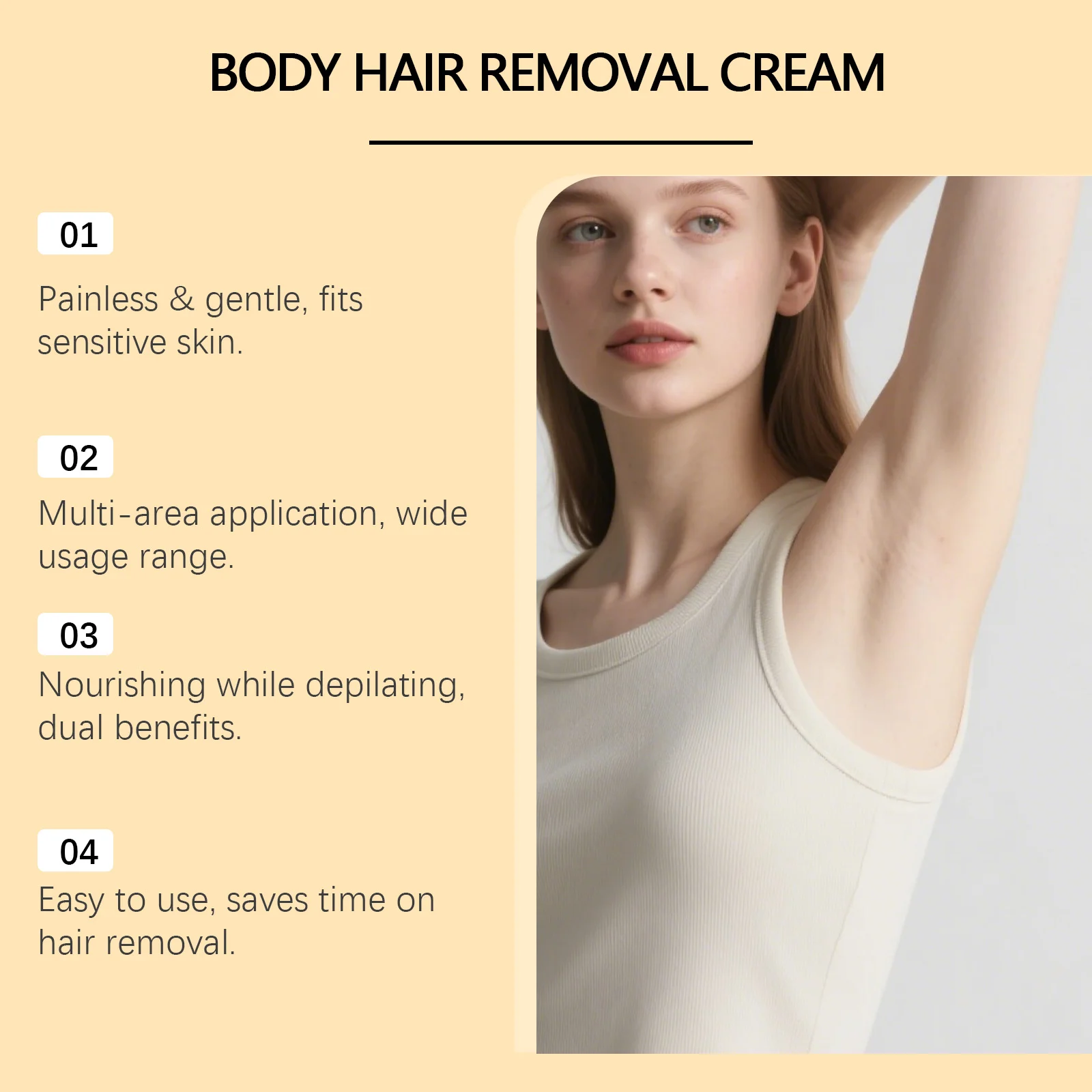 Turmeric Hair Removal Cream 100g Gentle Painless Body Depilatory for Sensitive Skin & Bikini Area 8 turmeric hair removal cream 100g der 4897p9qw desc 8