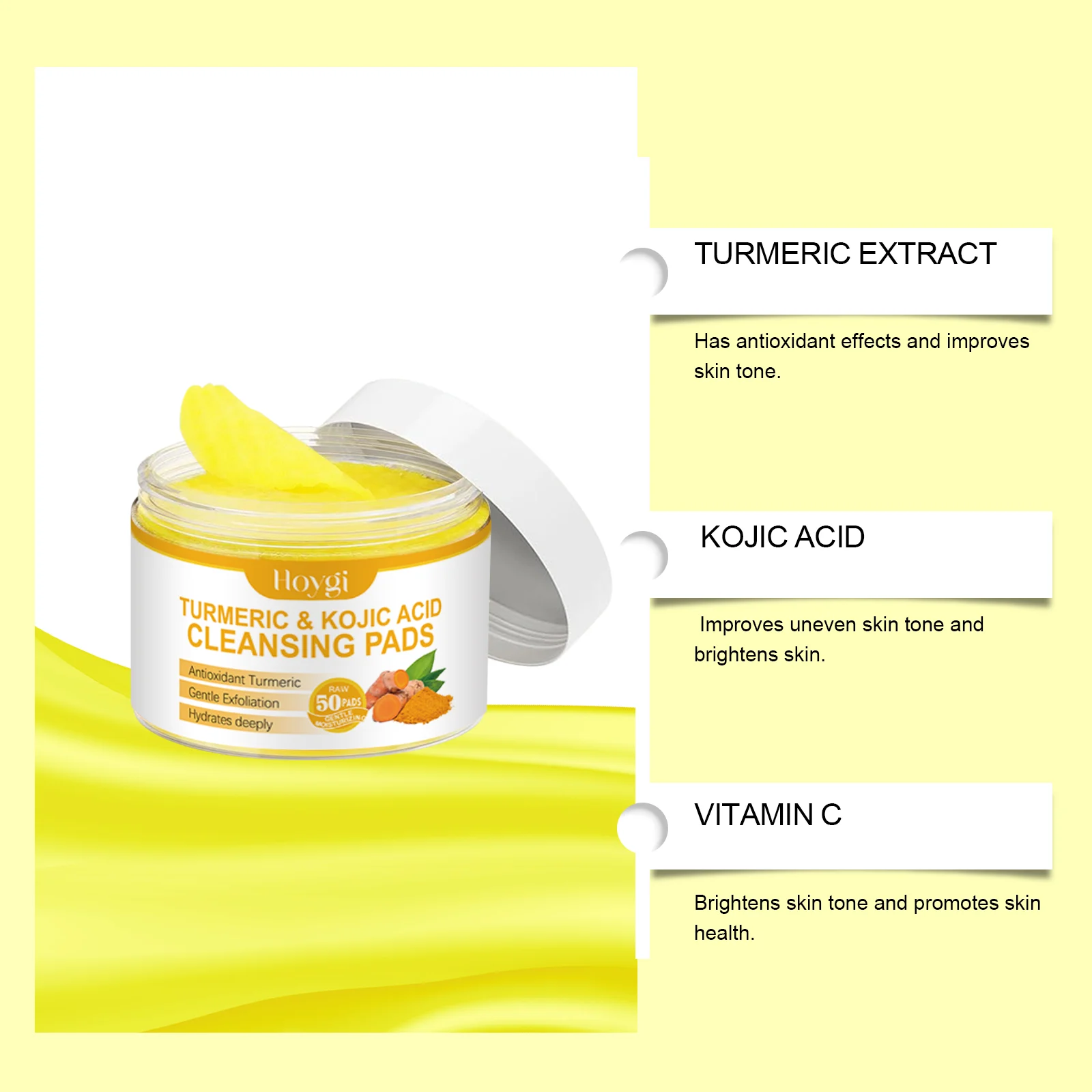 Turmeric Kojic Acid Cleansing Pads Brighten Skin Tone Daily Exfoliating Pads 50pcs 6 turmeric kojic acid cleansing pads 50pcs cih rst6u7er desc 6