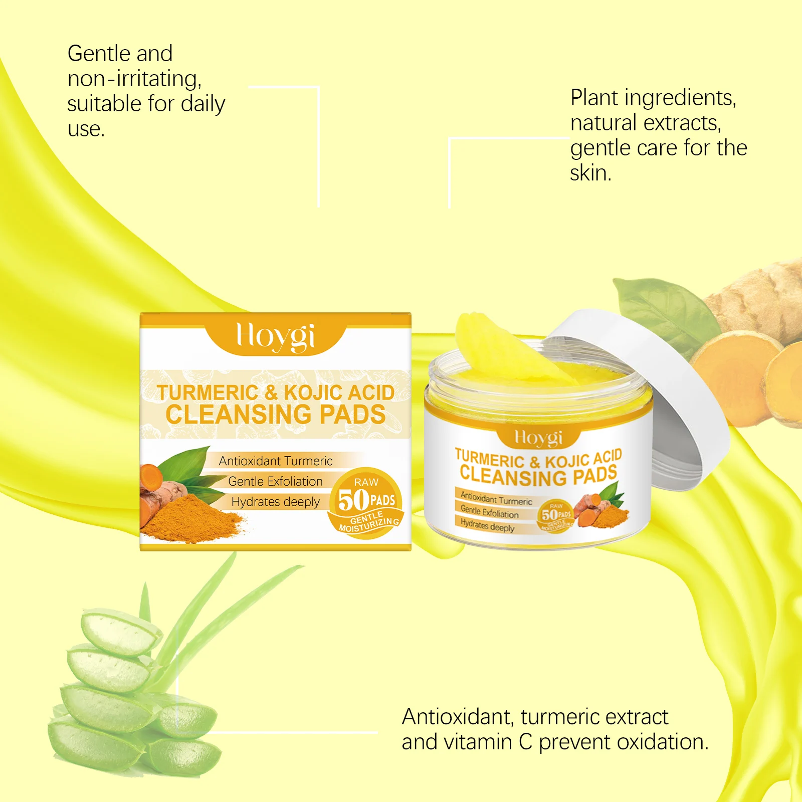 Turmeric Kojic Acid Cleansing Pads Brighten Skin Tone Daily Exfoliating Pads 50pcs 7 turmeric kojic acid cleansing pads 50pcs cih rst6u7er desc 7