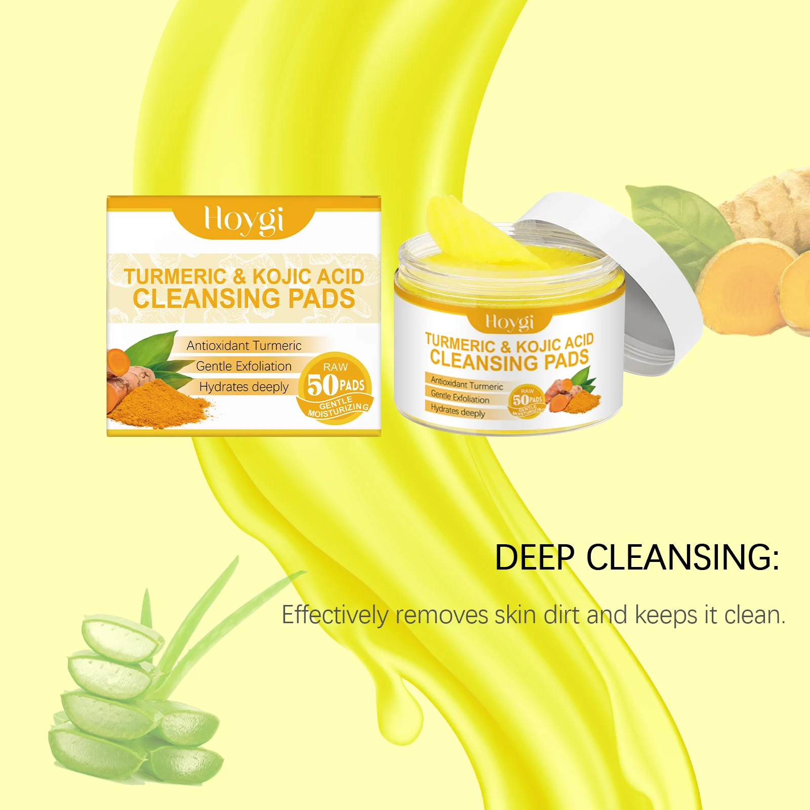Turmeric Kojic Acid Cleansing Pads Brighten Skin Tone Daily Exfoliating Pads 50pcs 8 turmeric kojic acid cleansing pads 50pcs cih rst6u7er desc 8