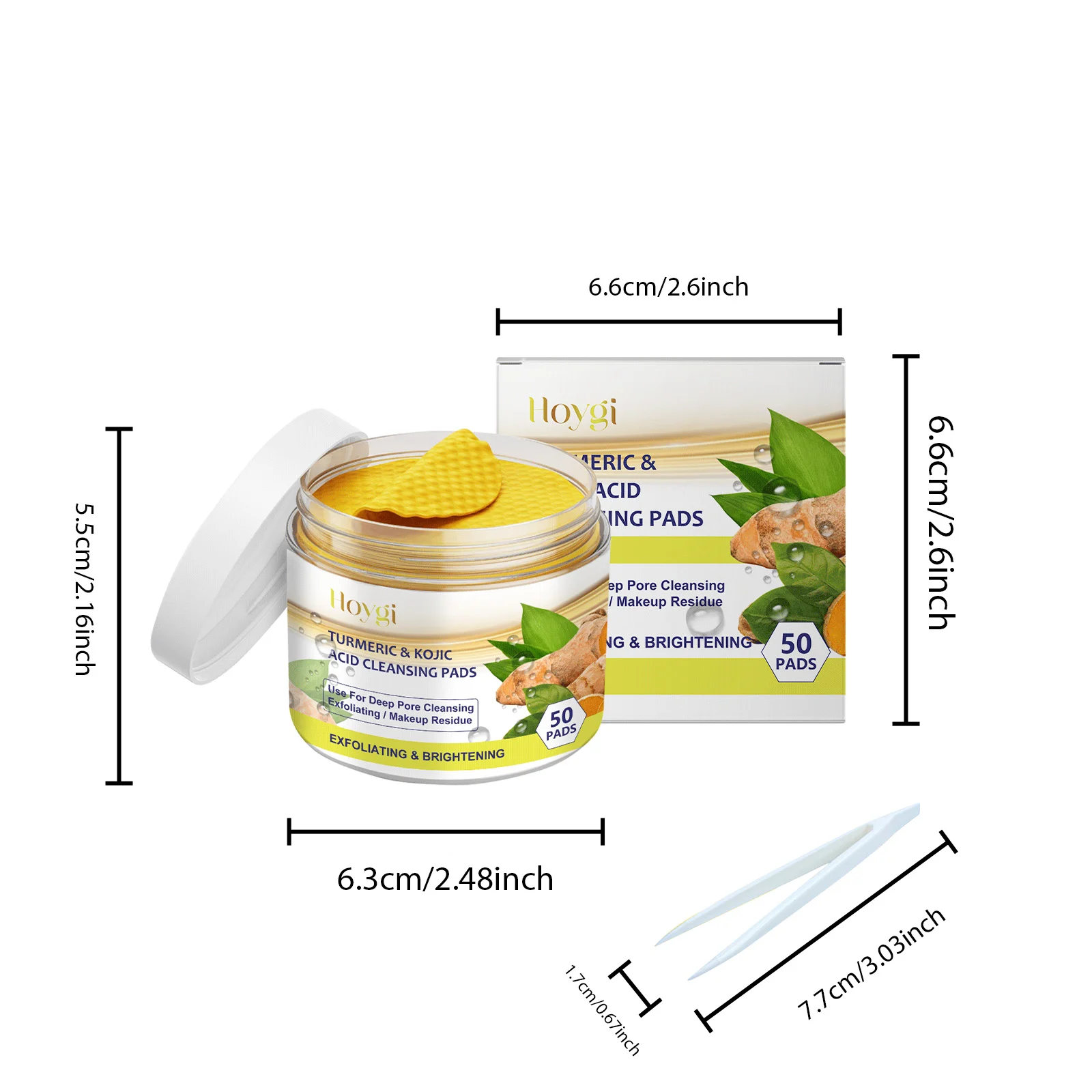 Hoygi Turmeric & Kojic Acid Cleansing Pads - Gentle Exfoliating Pore Deep Clean for All Skin Types 1 turmeric kojic acid cleansing pads cih apd4d5ad desc 1