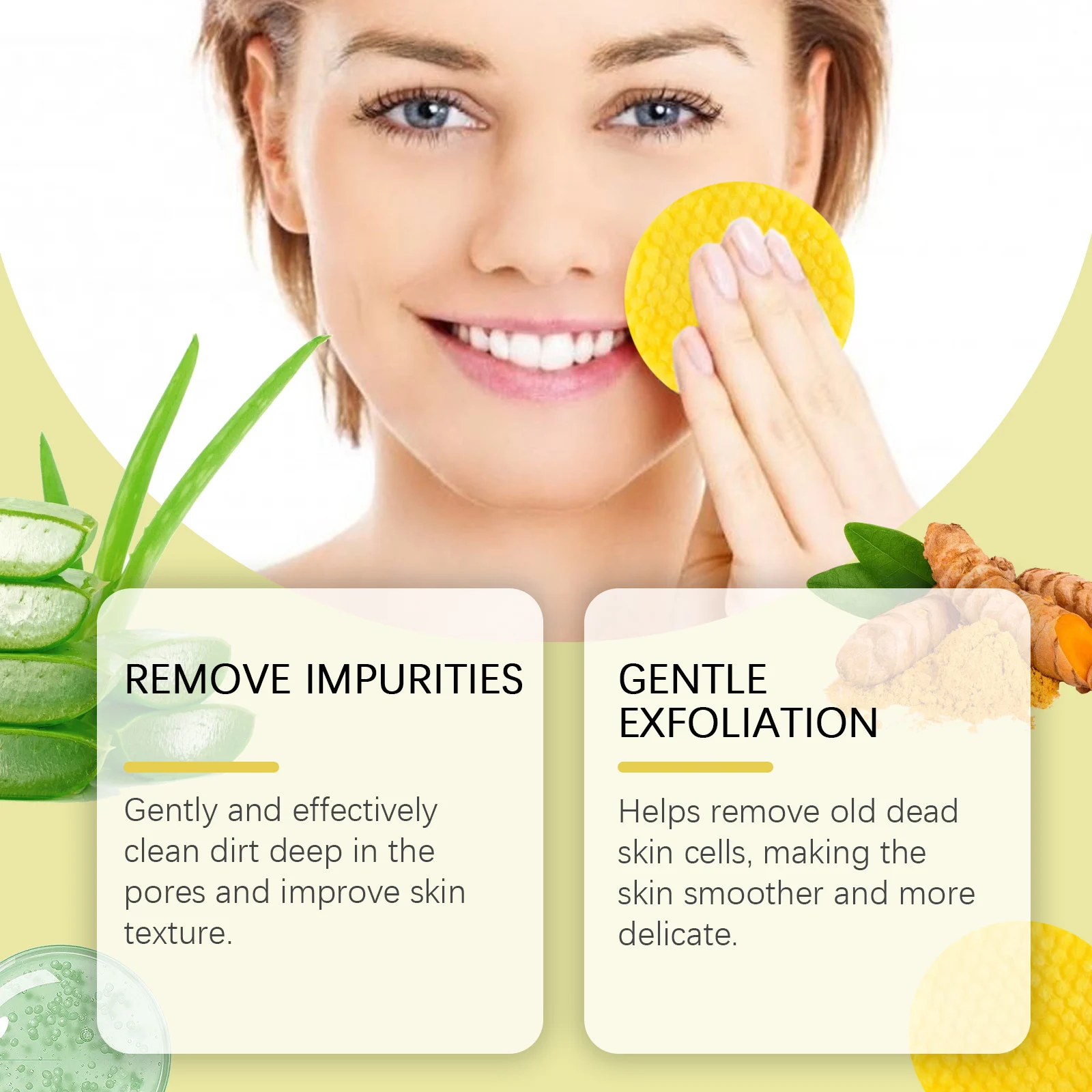 Hoygi Turmeric & Kojic Acid Cleansing Pads - Gentle Exfoliating Pore Deep Clean for All Skin Types 6 turmeric kojic acid cleansing pads cih apd4d5ad desc 6
