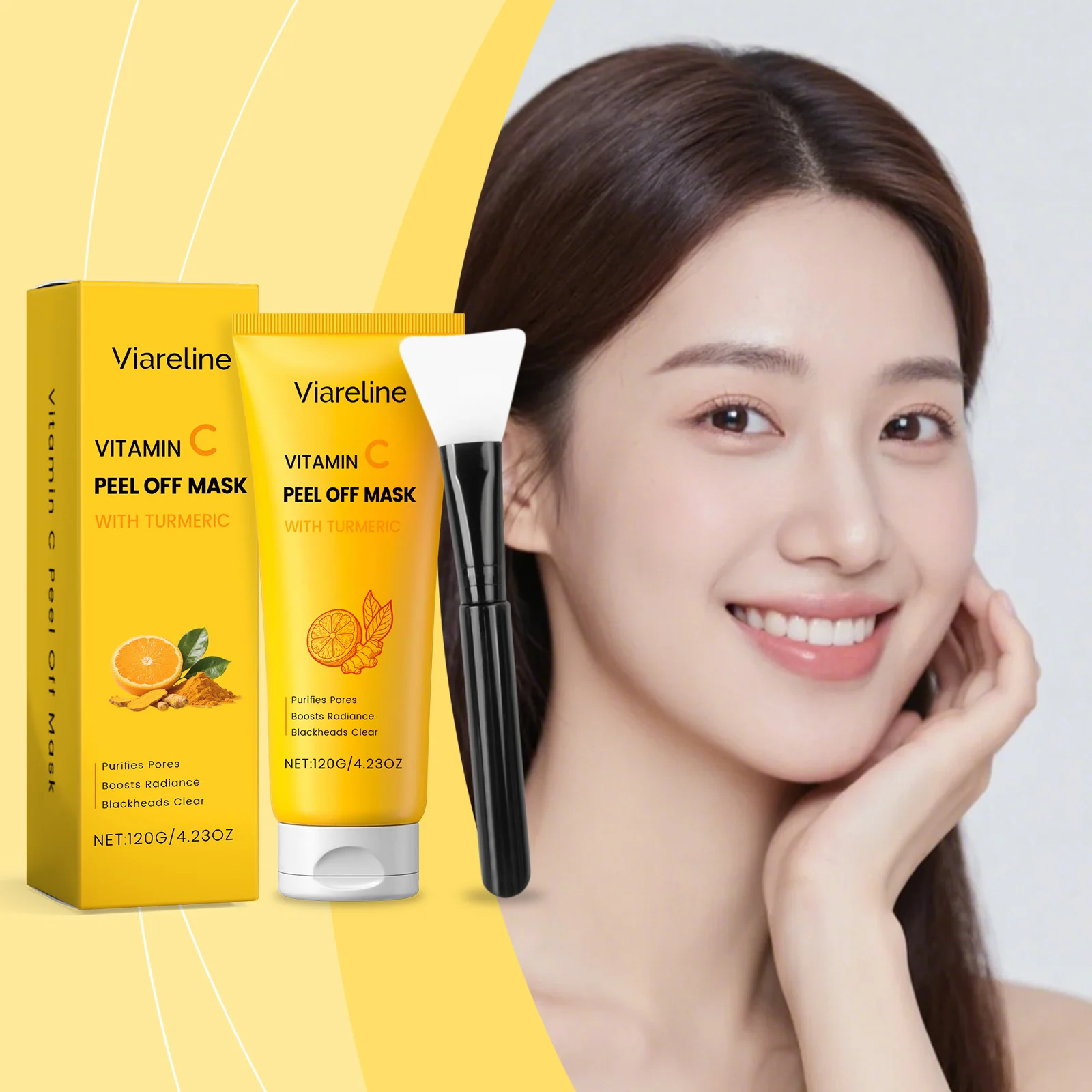 Turmeric Peel Off Mask Deep Cleansing Pores Blackhead Remover with Vitamin C 120g 2 turmeric peel off mask deep cleansing pores blackhead remover 120g cih ydvm4mze desc 2
