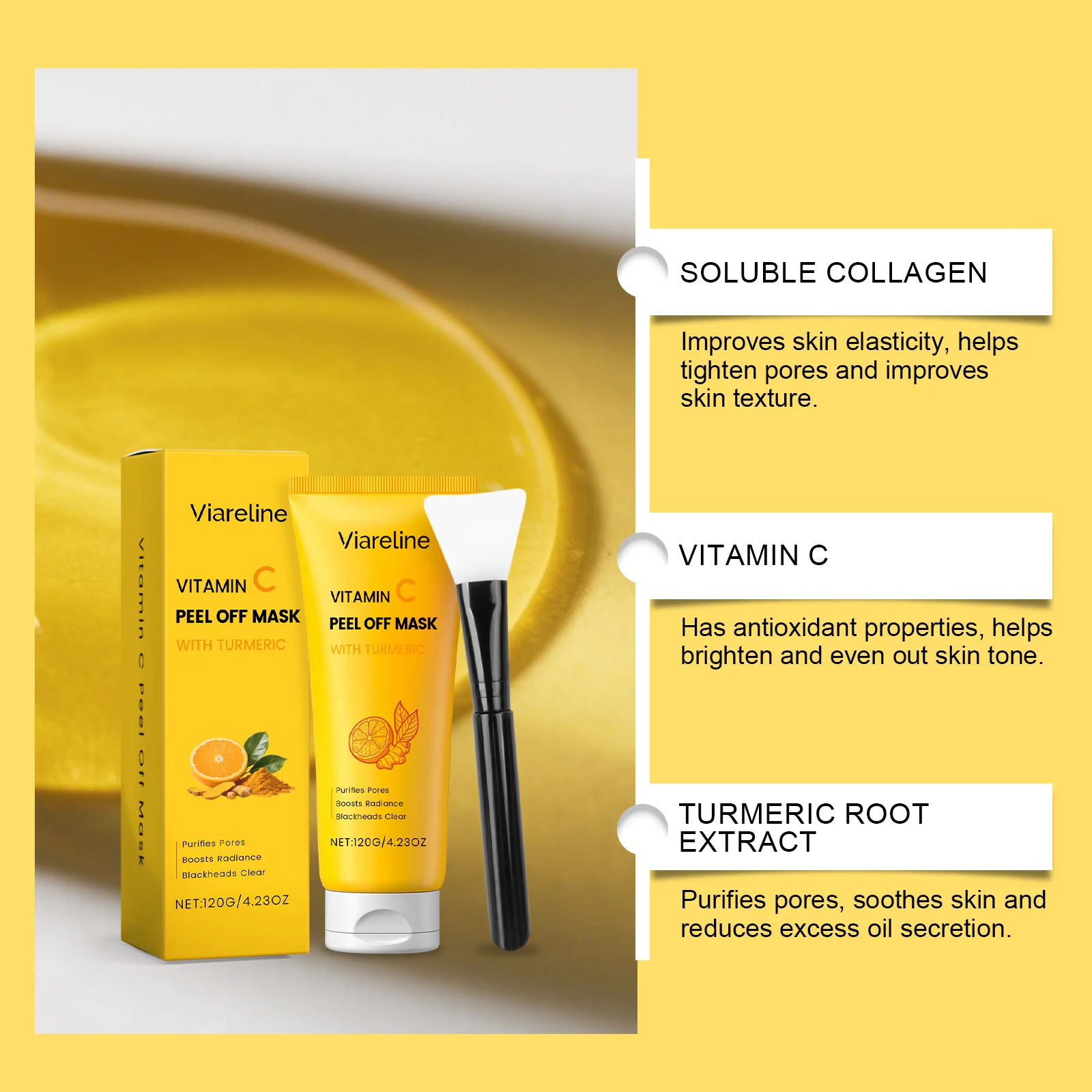 Turmeric Peel Off Mask Deep Cleansing Pores Blackhead Remover with Vitamin C 120g 5 turmeric peel off mask deep cleansing pores blackhead remover 120g cih ydvm4mze desc 5