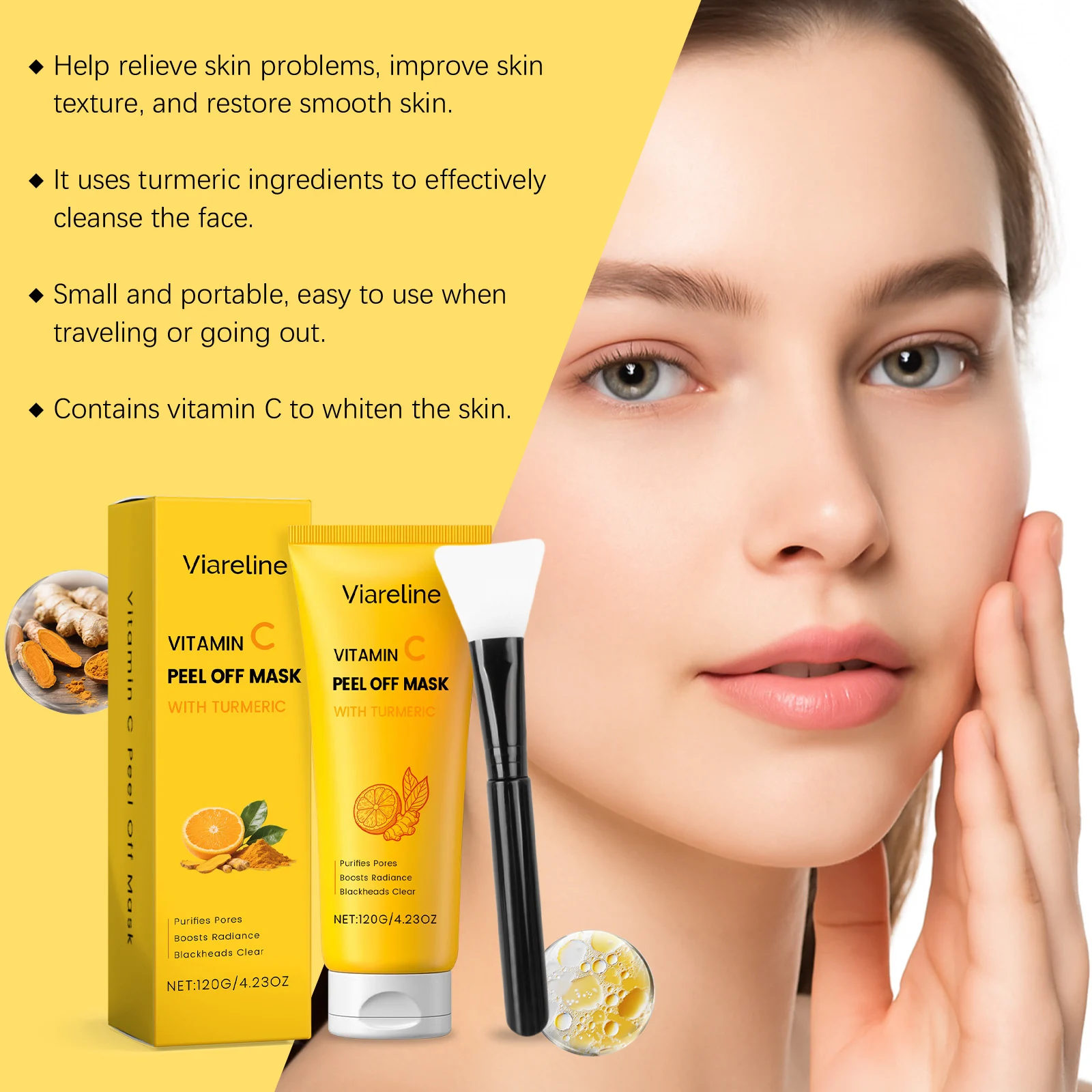 Turmeric Peel Off Mask Deep Cleansing Pores Blackhead Remover with Vitamin C 120g 7 turmeric peel off mask deep cleansing pores blackhead remover 120g cih ydvm4mze desc 7
