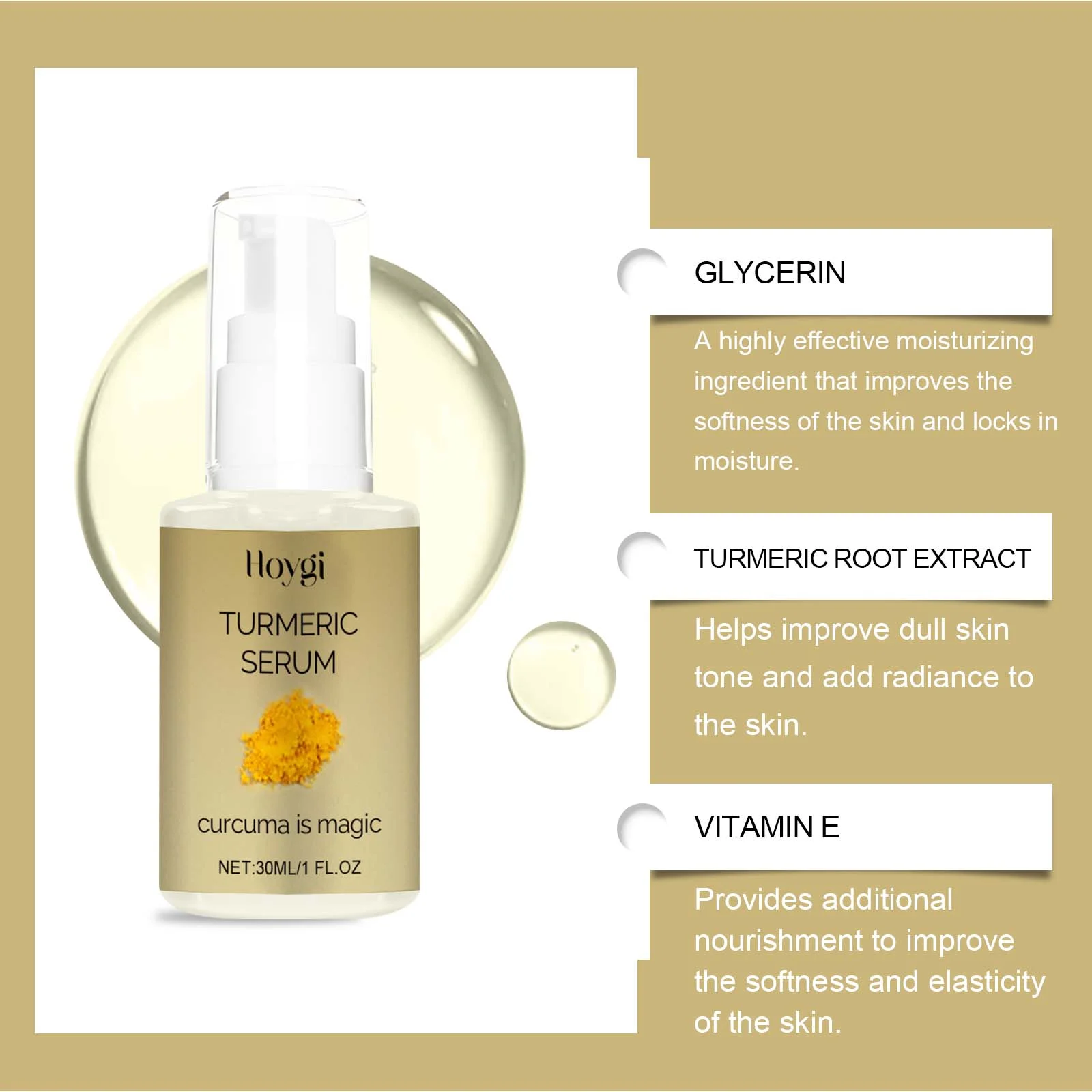 Turmeric Serum 30ml Hydrating Face Brightening Essence with Vitamin E 8 turmeric serum 30ml hydrating brightening essence cih zv8zucyu desc 8