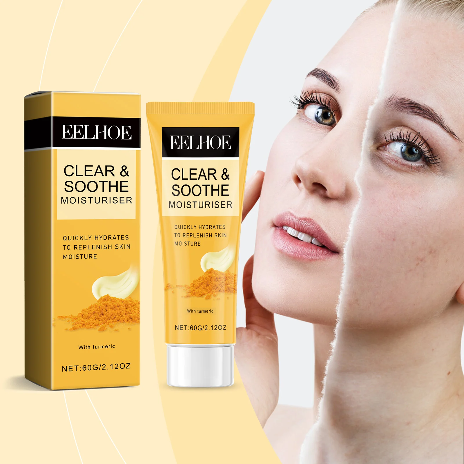 Turmeric & Vitamin C Face Moisturizer 60g Clear Soothe Hydrating Cream for Glowing Skin 2 turmeric vitamin c face moisturizer 60g cih z4c4twgm desc 2 2