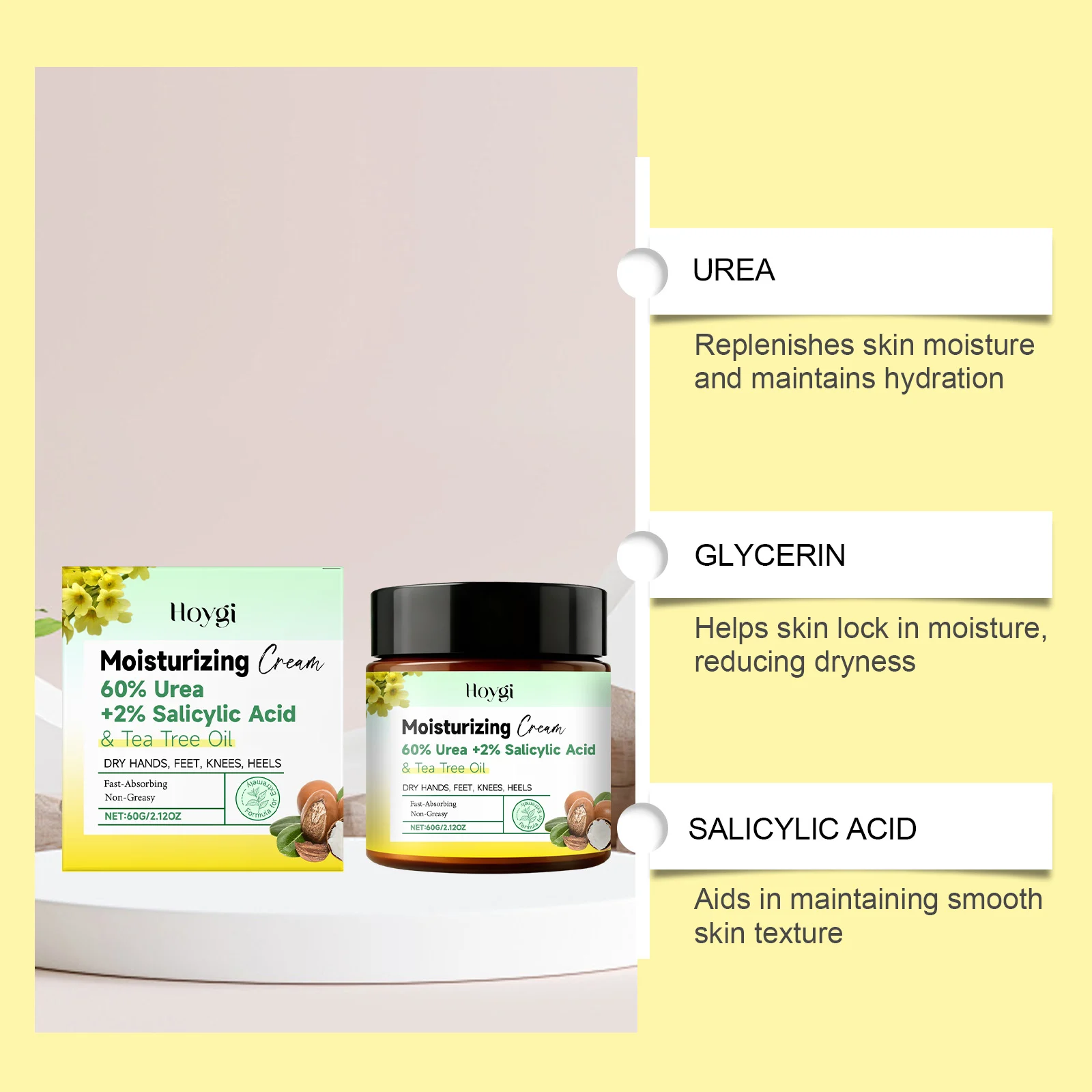 Hoygi Urea Hand & Foot Cream with 2% Salicylic Acid, Moisturizing & Fast-Absorbing 6 urea hand foot moisturizing cream der 4nrg9hjw desc 6