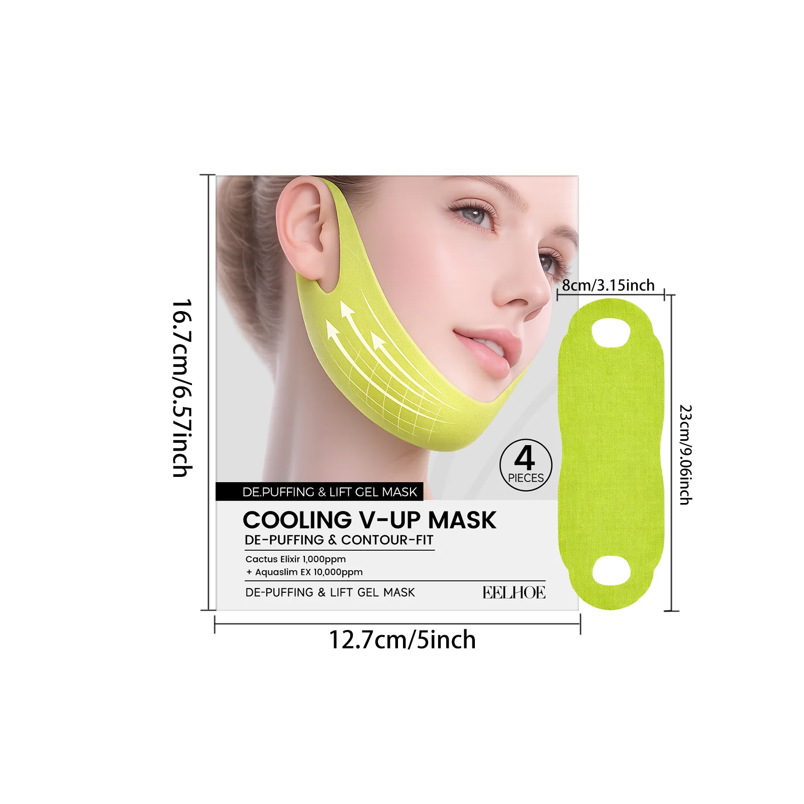 V-Lift Face Mask 4 Pieces 3D Contouring Gel Patch for De-Puffing & Firming Skin 1 v lift face mask 3d contouring gel de puffing firming der ej97pyw2 desc 1
