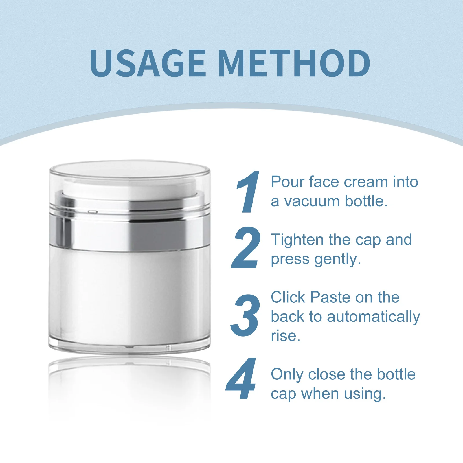 Vacuum Pump Bottle Acrylic Airless Dispenser for Face Cream, Lotion, Tinted Moisturizer Travel Size Cosmetic Container 50ml 2 vacuum pump bottle acrylic airless dispenser 50ml cih r23rb4wr desc 2