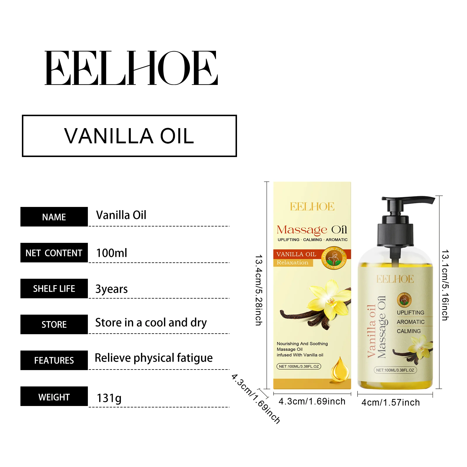 Vanilla Body Oil 100ml Nourishing Hydration & Relaxing Skincare Treatment 1 vanilla body oil 100ml nourishing hydration relaxing cih kkr9nefk desc 1