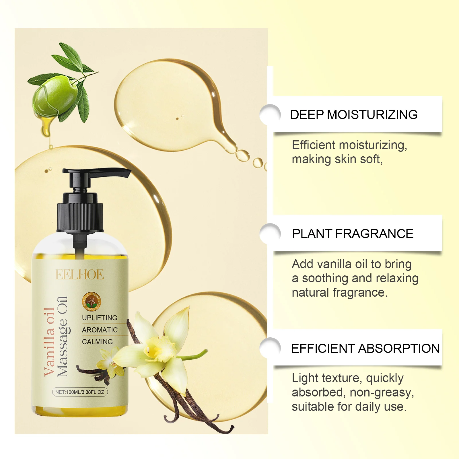 Vanilla Body Oil 100ml Nourishing Hydration & Relaxing Skincare Treatment 5 vanilla body oil 100ml nourishing hydration relaxing cih kkr9nefk desc 5