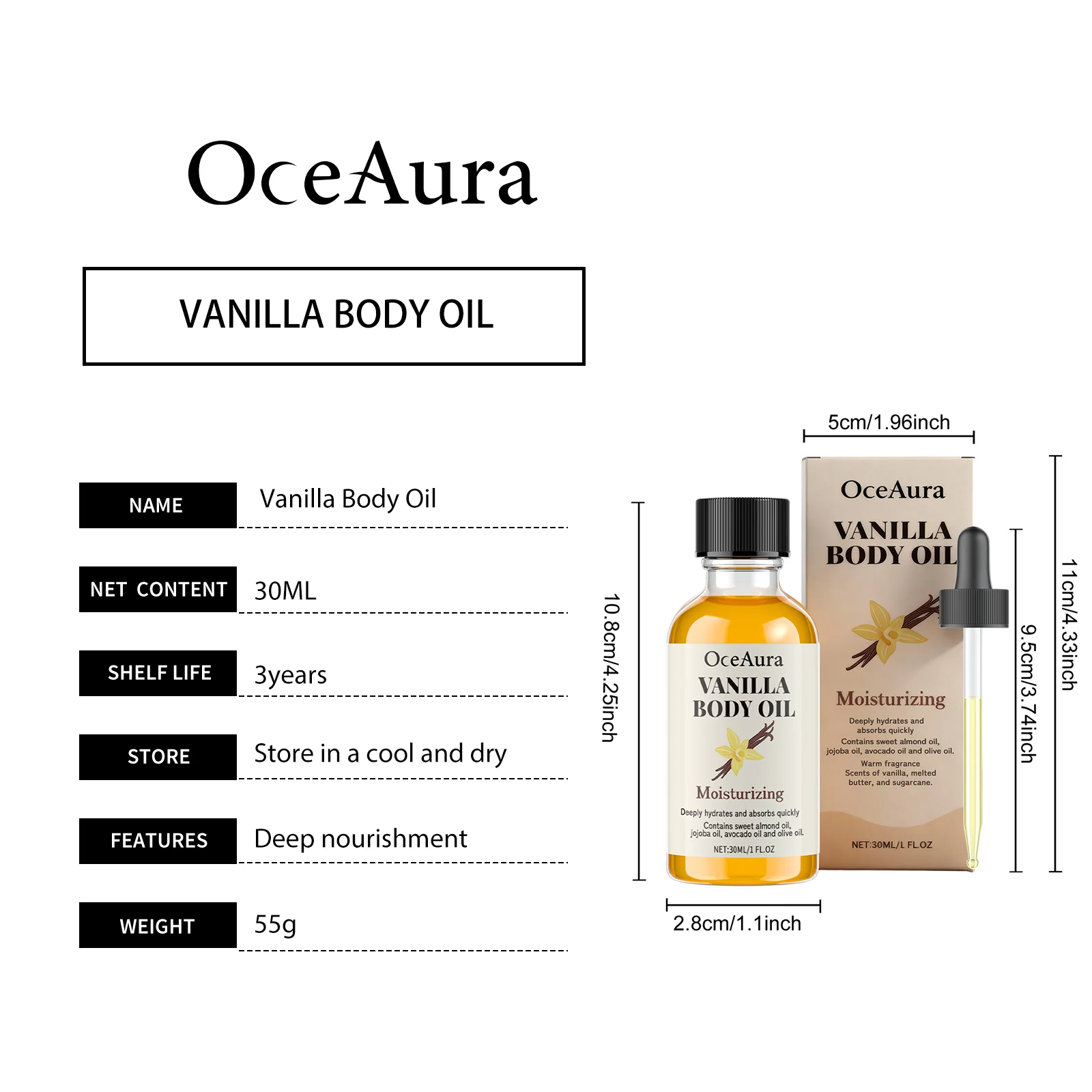 Vanilla Body Oil 30ml for Deep Nourishment & Long-Lasting Moisturization 1 vanilla body oil 30ml der cyqdht6p desc 1