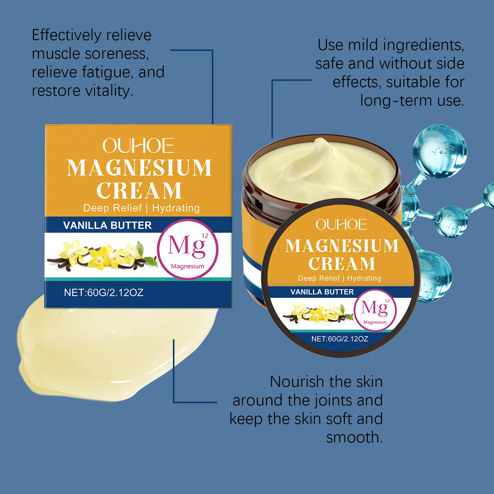Vanilla Butter Magnesium Cream 60g | Deep Relief & Hydrating Muscle & Joint Pain Relief 8 vanilla butter magnesium cream 60g der nus872uk desc 8