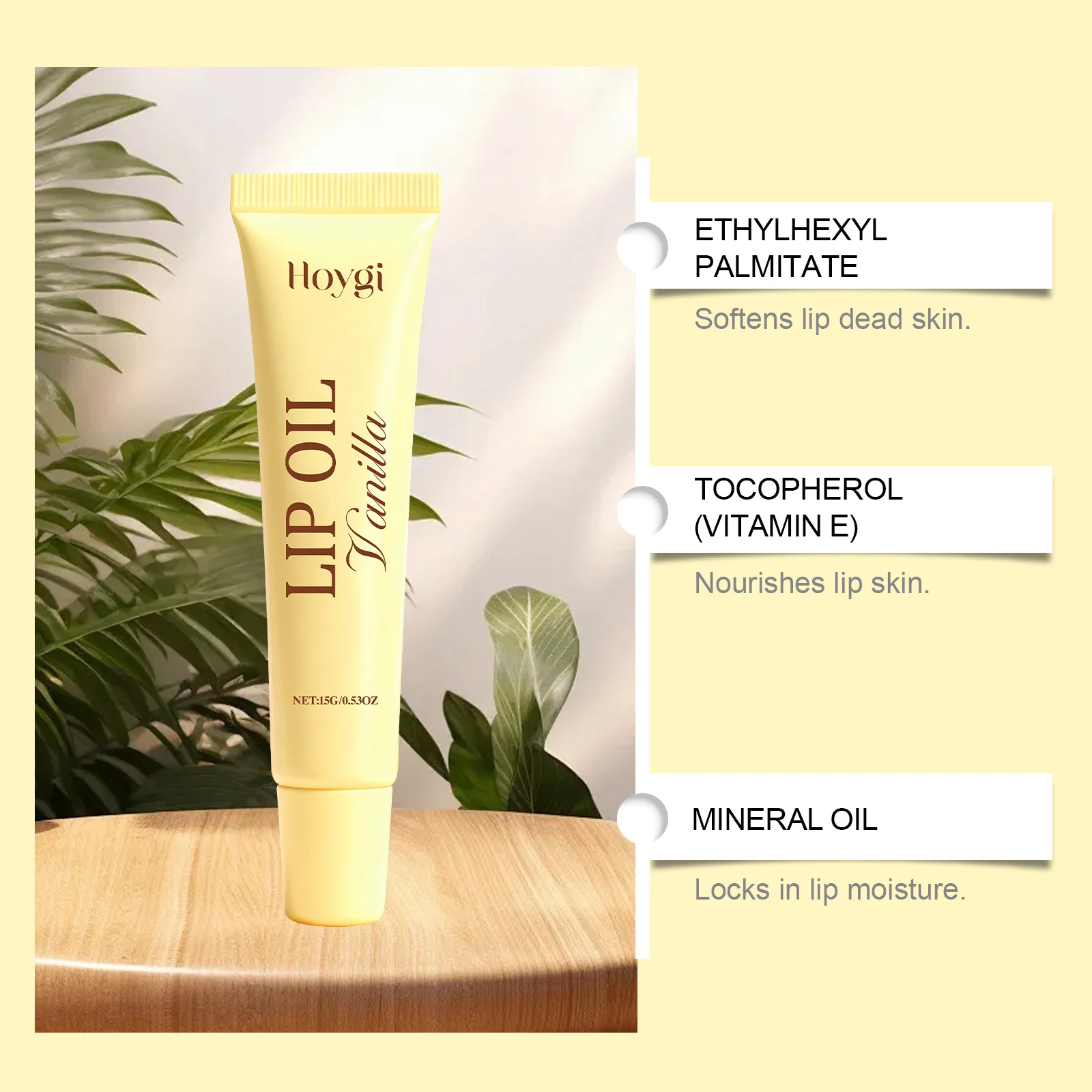 Hoygi Vanilla Lip Oil for Dry Lips, Long-Lasting Hydration & Pinkish Brightening 6 vanilla lip oil der cgufndeu desc 6