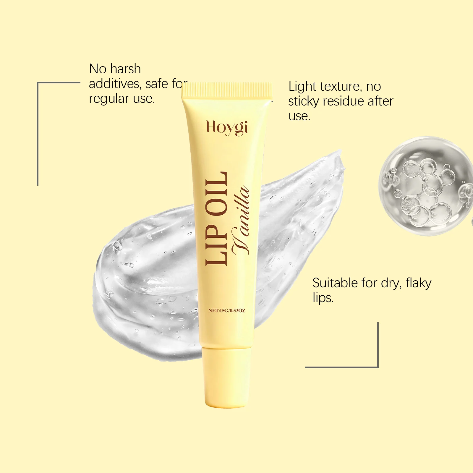 Hoygi Vanilla Lip Oil for Dry Lips, Long-Lasting Hydration & Pinkish Brightening 7 vanilla lip oil der cgufndeu desc 7