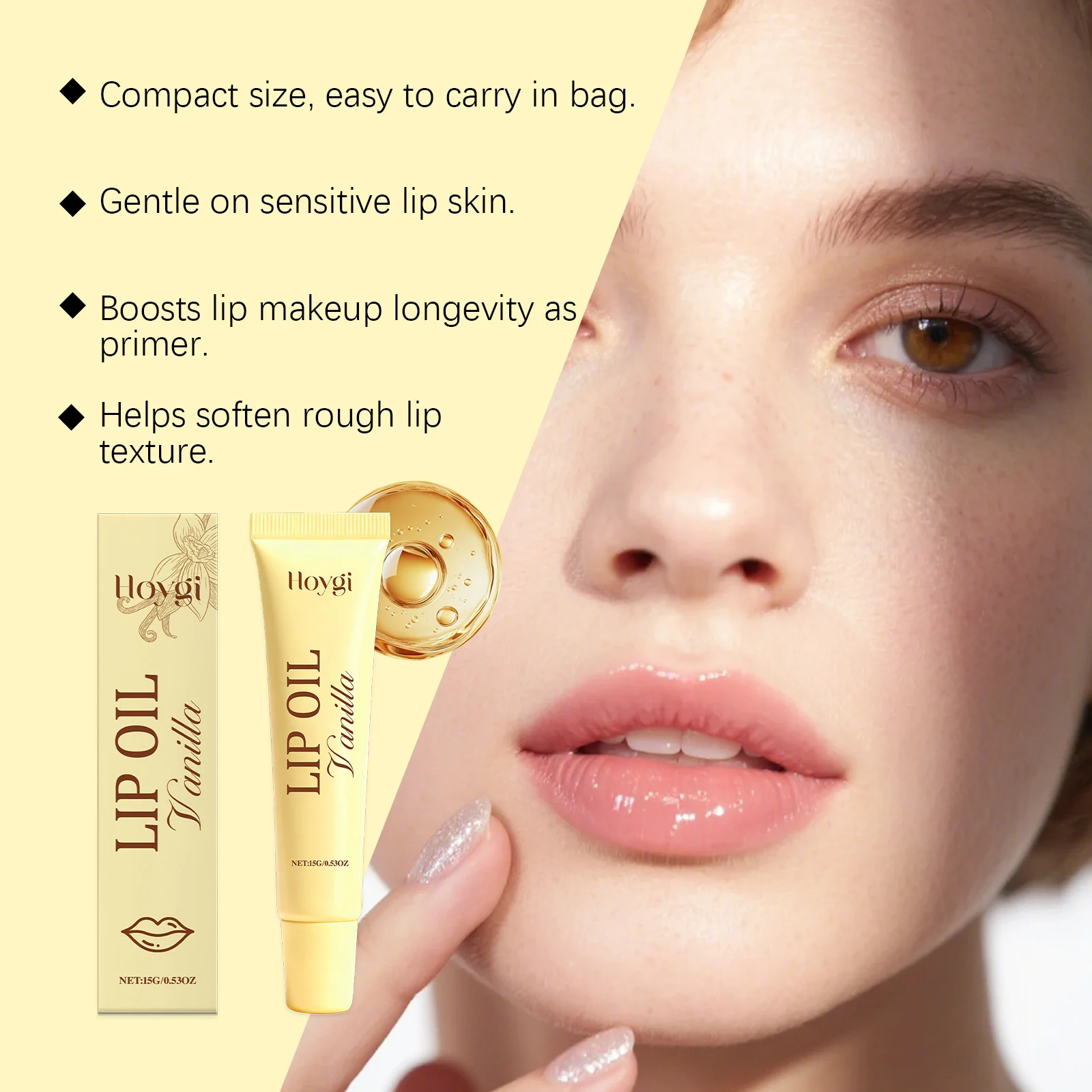 Hoygi Vanilla Lip Oil for Dry Lips, Long-Lasting Hydration & Pinkish Brightening 8 vanilla lip oil der cgufndeu desc 8