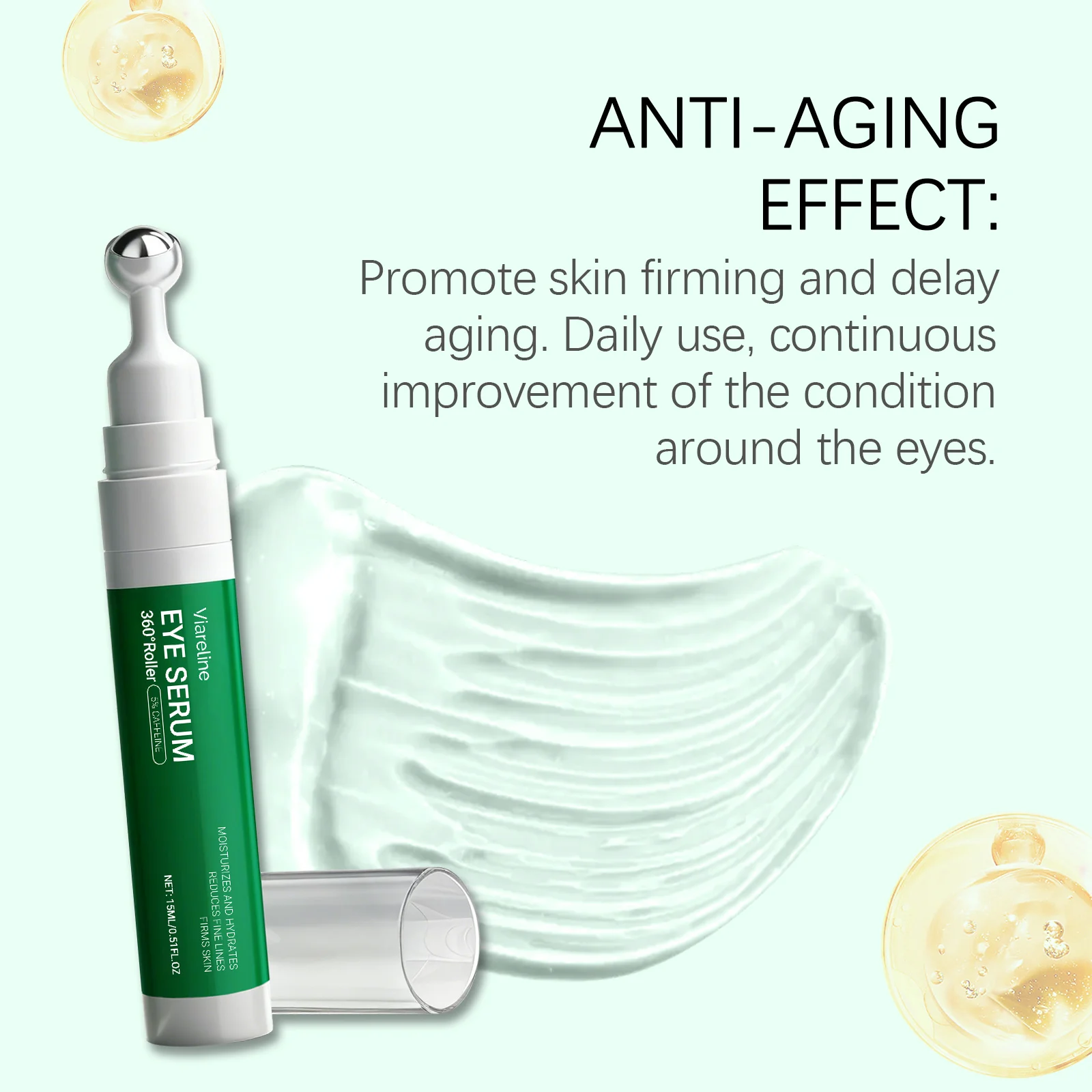 360 Roller Eye Serum with Caffeine Hydrating Eye Cream 15ml for Fine Lines & Dark Circles 5 viareline 360 roller eye serum caffeine hydrating eye cream 15ml der a57jtwm3 desc 5