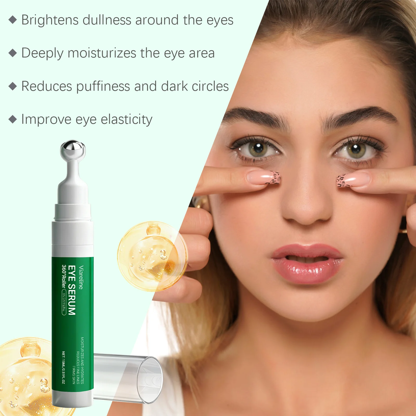 360 Roller Eye Serum with Caffeine Hydrating Eye Cream 15ml for Fine Lines & Dark Circles 6 viareline 360 roller eye serum caffeine hydrating eye cream 15ml der a57jtwm3 desc 6