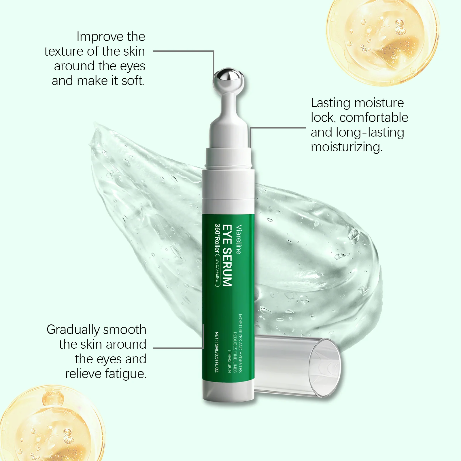 360 Roller Eye Serum with Caffeine Hydrating Eye Cream 15ml for Fine Lines & Dark Circles 7 viareline 360 roller eye serum caffeine hydrating eye cream 15ml der a57jtwm3 desc 7
