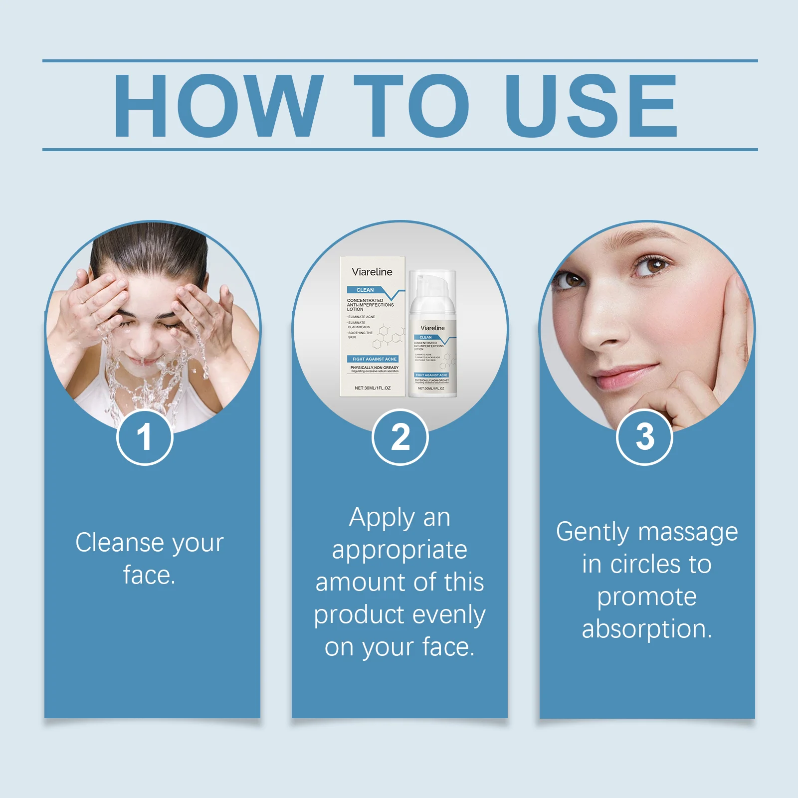 Acne Control Soothing Repair Lotion for Oily Skin, Reduces Blemishes & Blackheads, 30ml 4 viareline acne control soothing repair lotion 30ml cih kq7ja6ct desc 4