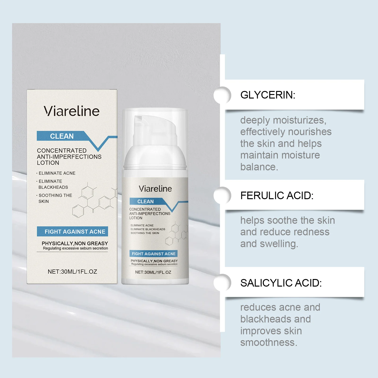 Acne Control Soothing Repair Lotion for Oily Skin, Reduces Blemishes & Blackheads, 30ml 8 viareline acne control soothing repair lotion 30ml cih kq7ja6ct desc 8