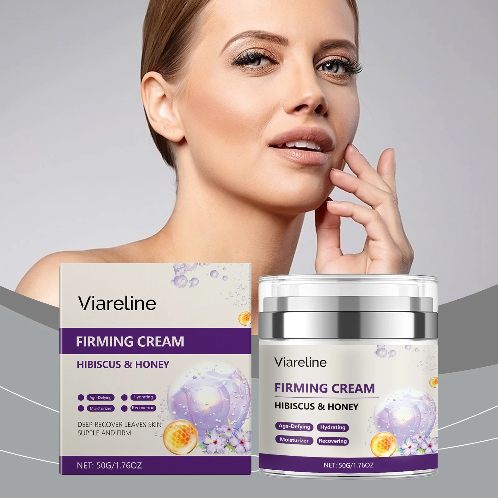 Anti-Aging Firming Cream Tighten Skin Boost Elasticity Reduce Fine Lines Brighten Dullness 2 viareline anti aging firming cream 50g cih 8c98n6en desc 2
