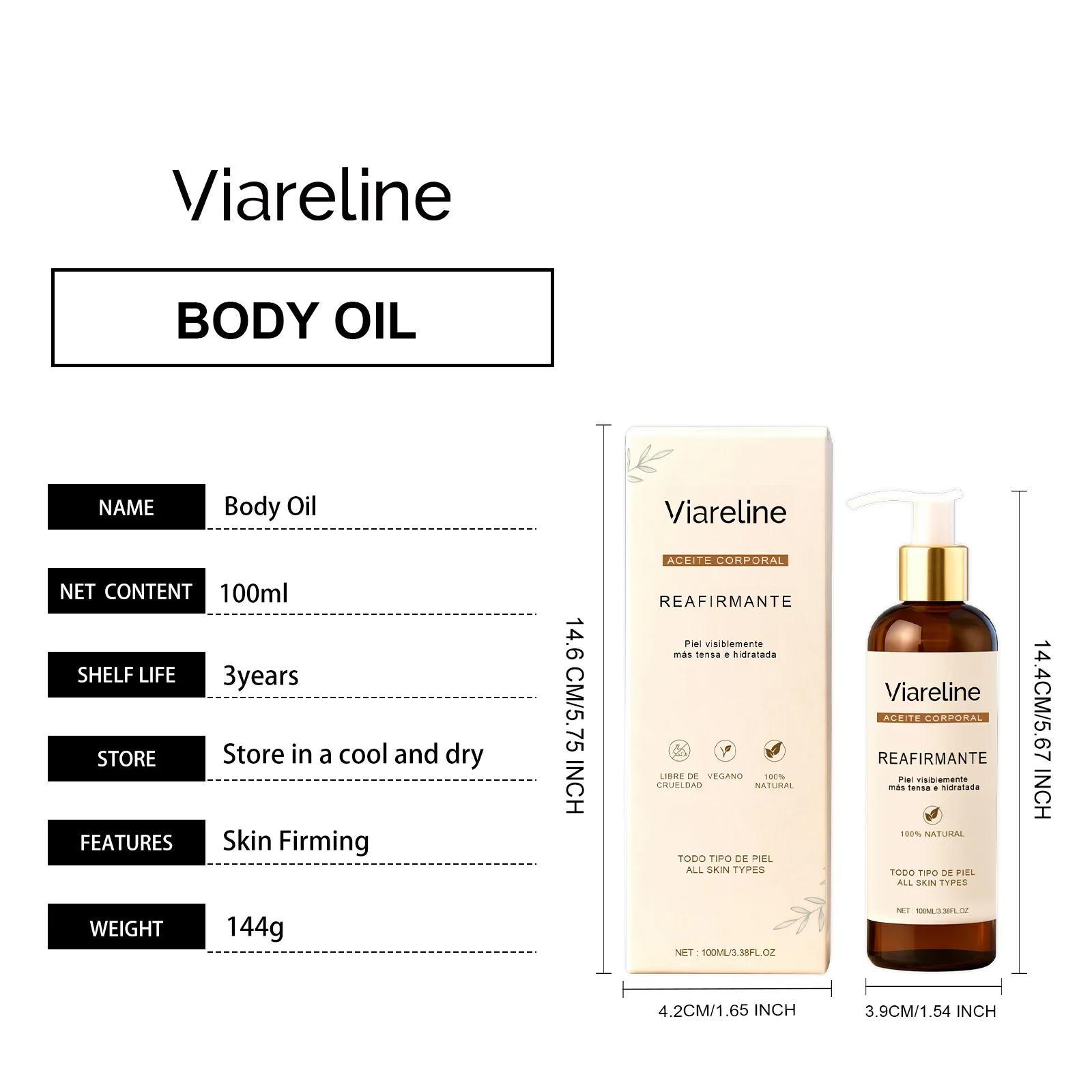 Firming Body Oil for Deep Hydration and Skin Tightening 100ml 1 viareline firming body oil deep hydration 100ml der unzn73ay desc 1