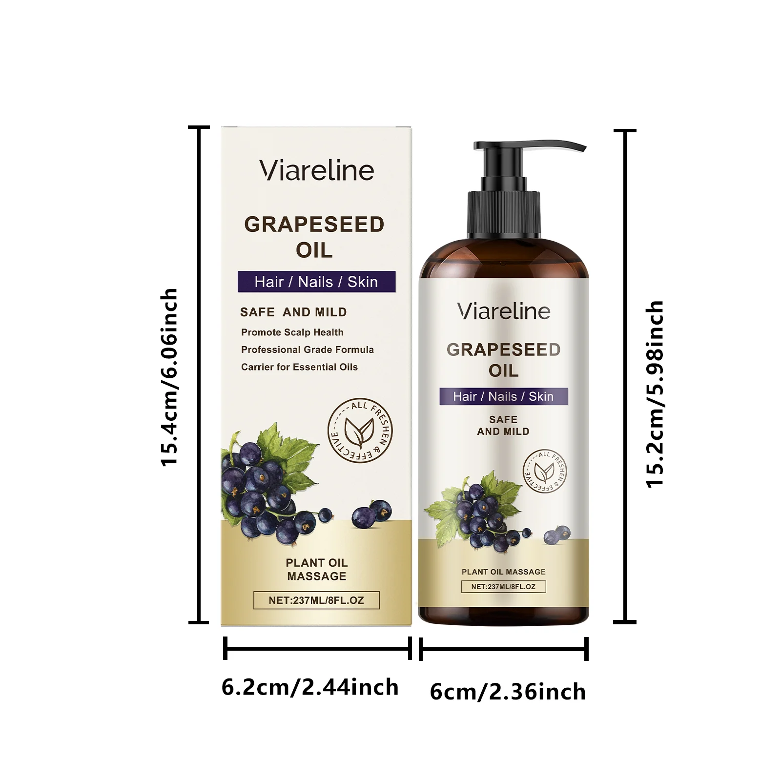 Grapeseed Care Oil 237ml Multi-Purpose Nourishing & Moisturizing for Hair, Skin & Nails 1 viareline grapeseed care oil 237ml cih ffm2hjra desc 1