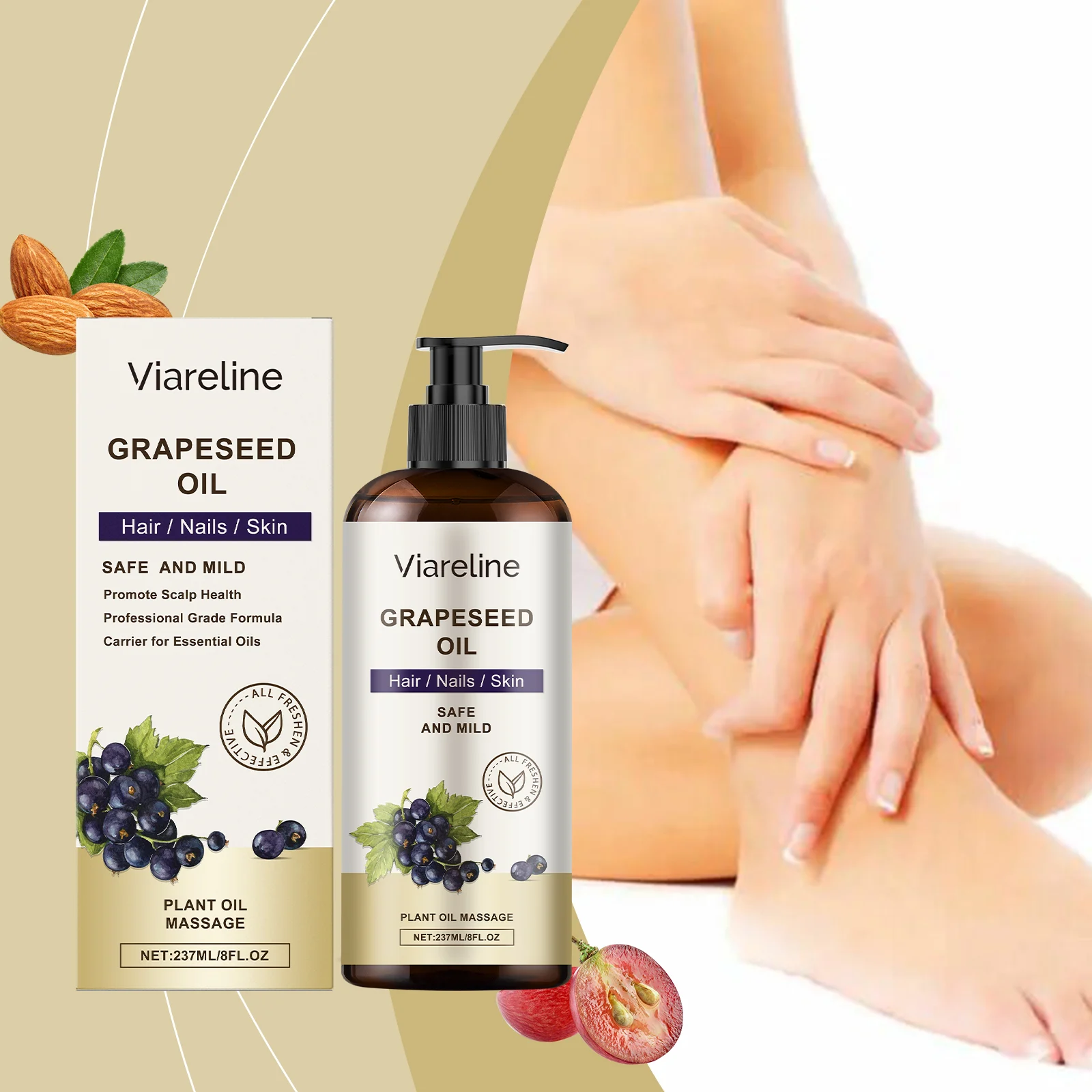 Grapeseed Care Oil 237ml Multi-Purpose Nourishing & Moisturizing for Hair, Skin & Nails 2 viareline grapeseed care oil 237ml cih ffm2hjra desc 2
