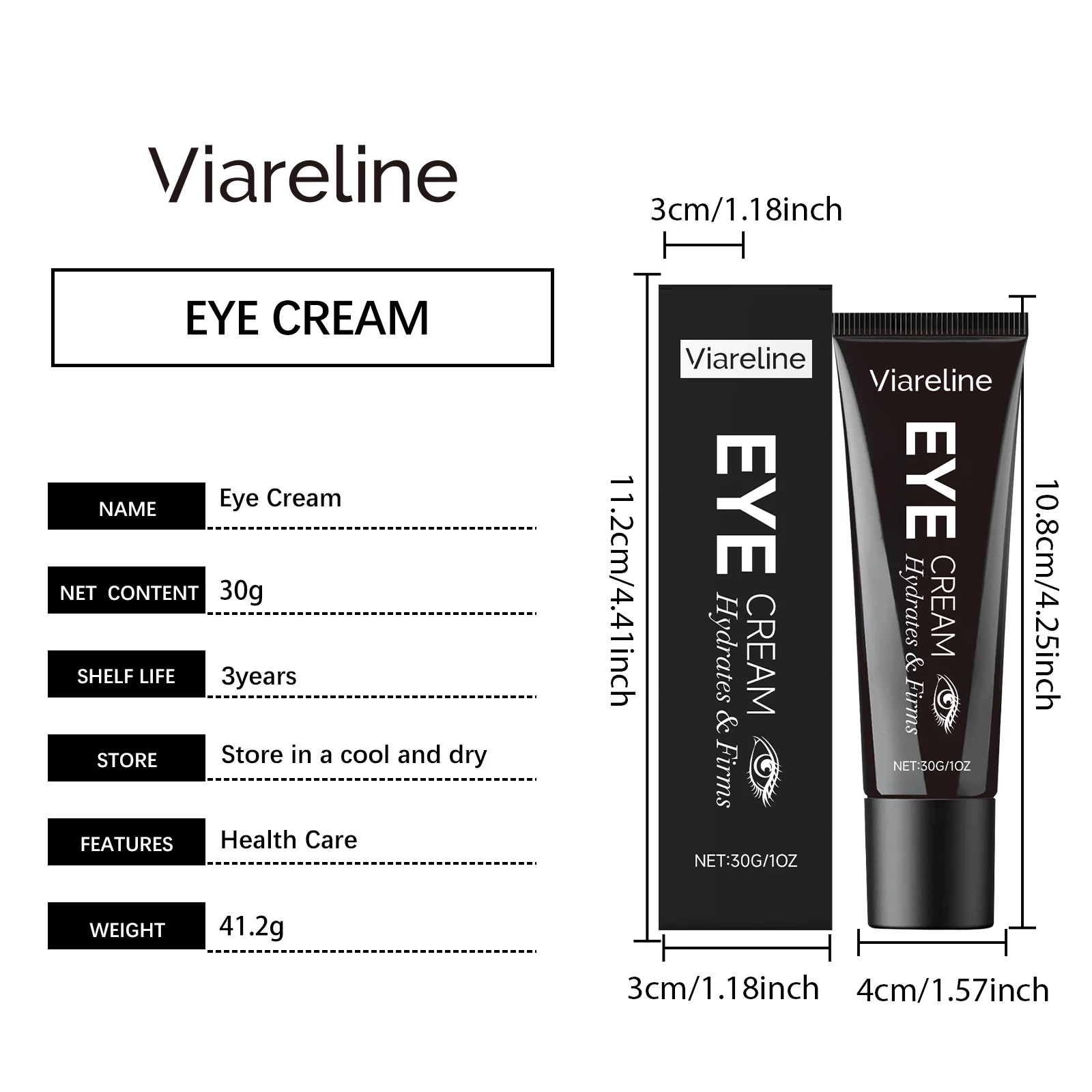 Viareline Eye Cream 30g Hydrates Firms Brightens and Repairs Delicate Eye Area 1 viareline hydrating firming eye cream 30g der y8rbhcg8 desc 1