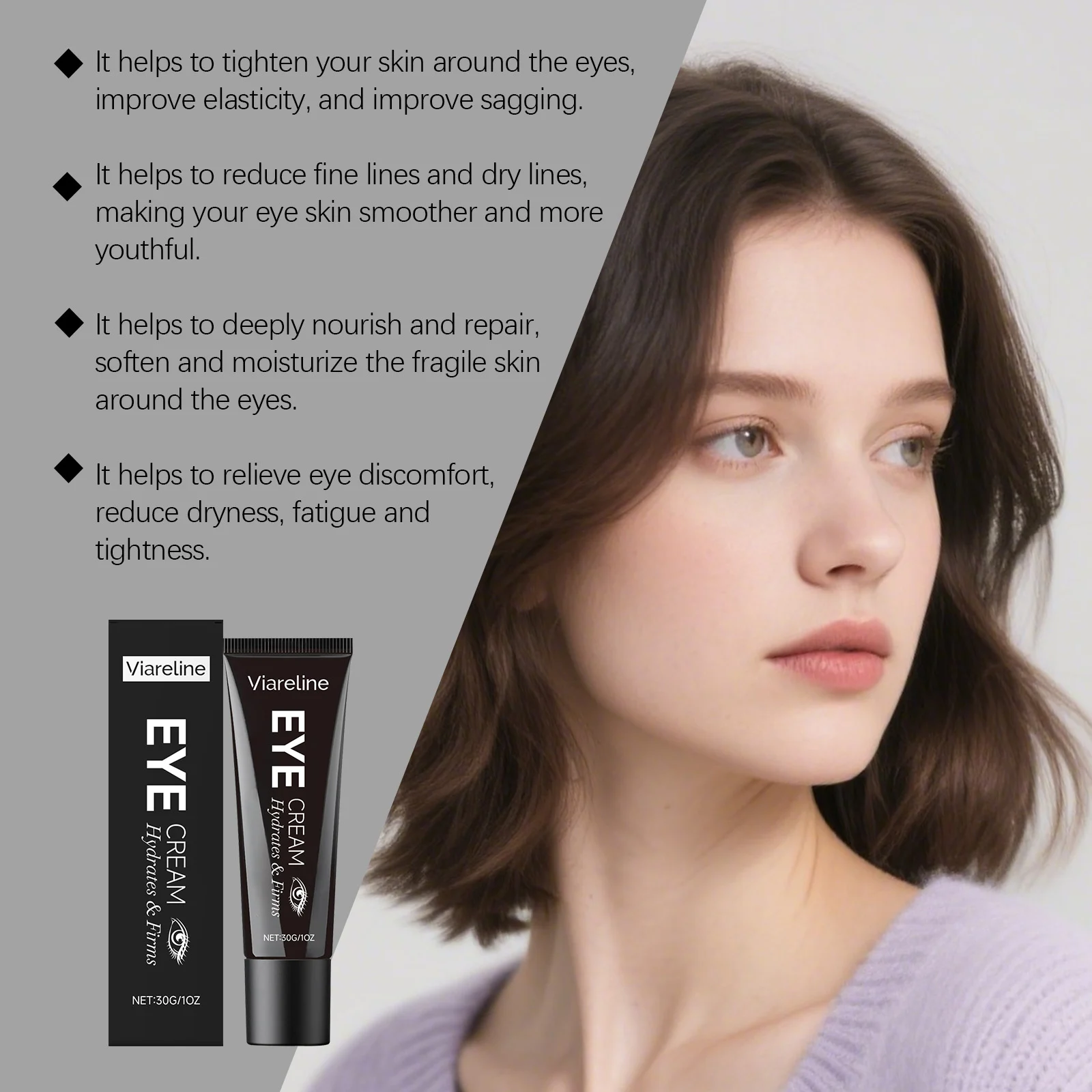 Viareline Eye Cream 30g Hydrates Firms Brightens and Repairs Delicate Eye Area 8 viareline hydrating firming eye cream 30g der y8rbhcg8 desc 8