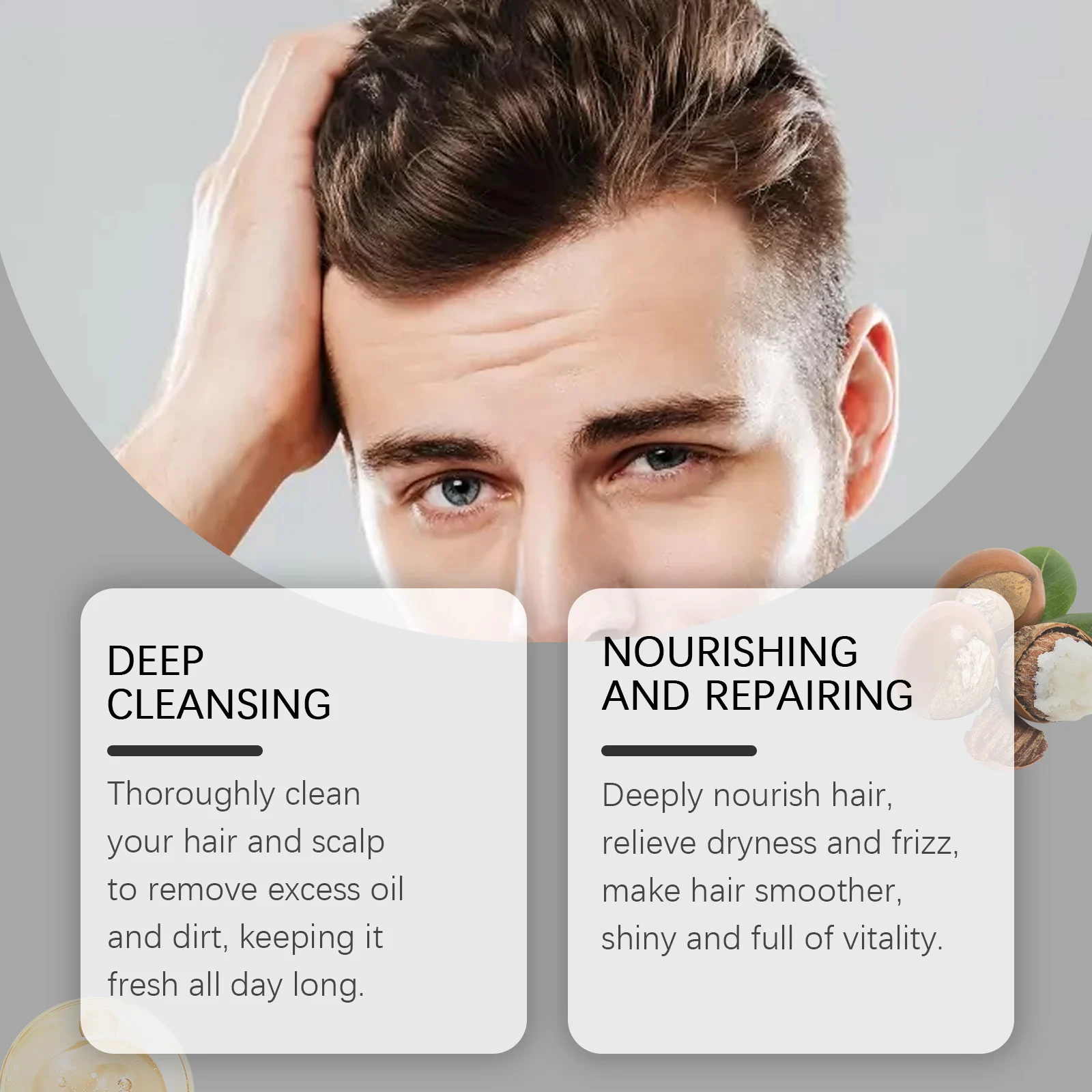 Men's Moisturizing Hair Care Set Nourishing Shampoo & Conditioner for Frizz Control & Shine 10 viareline mens nourishing hair care set cih n6spfabk desc 10