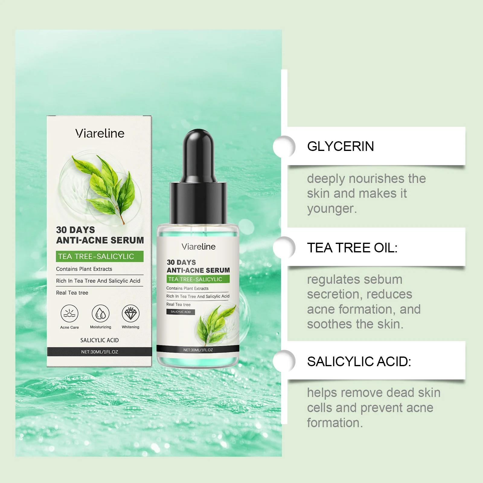 Salicylic Acid Serum with Tea Tree Oil - 30ml Anti-Acne Treatment for Clear, Smooth Skin 5 viareline salicylic acid serum 30ml cih fwup78ac desc 5