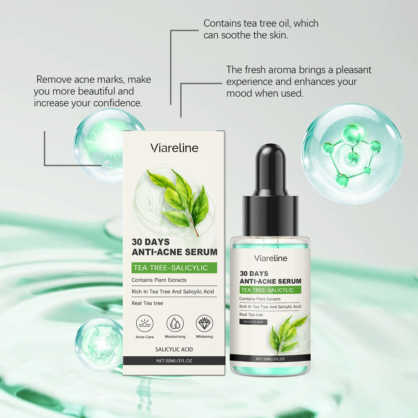 Salicylic Acid Serum with Tea Tree Oil - 30ml Anti-Acne Treatment for Clear, Smooth Skin 7 viareline salicylic acid serum 30ml cih fwup78ac desc 7
