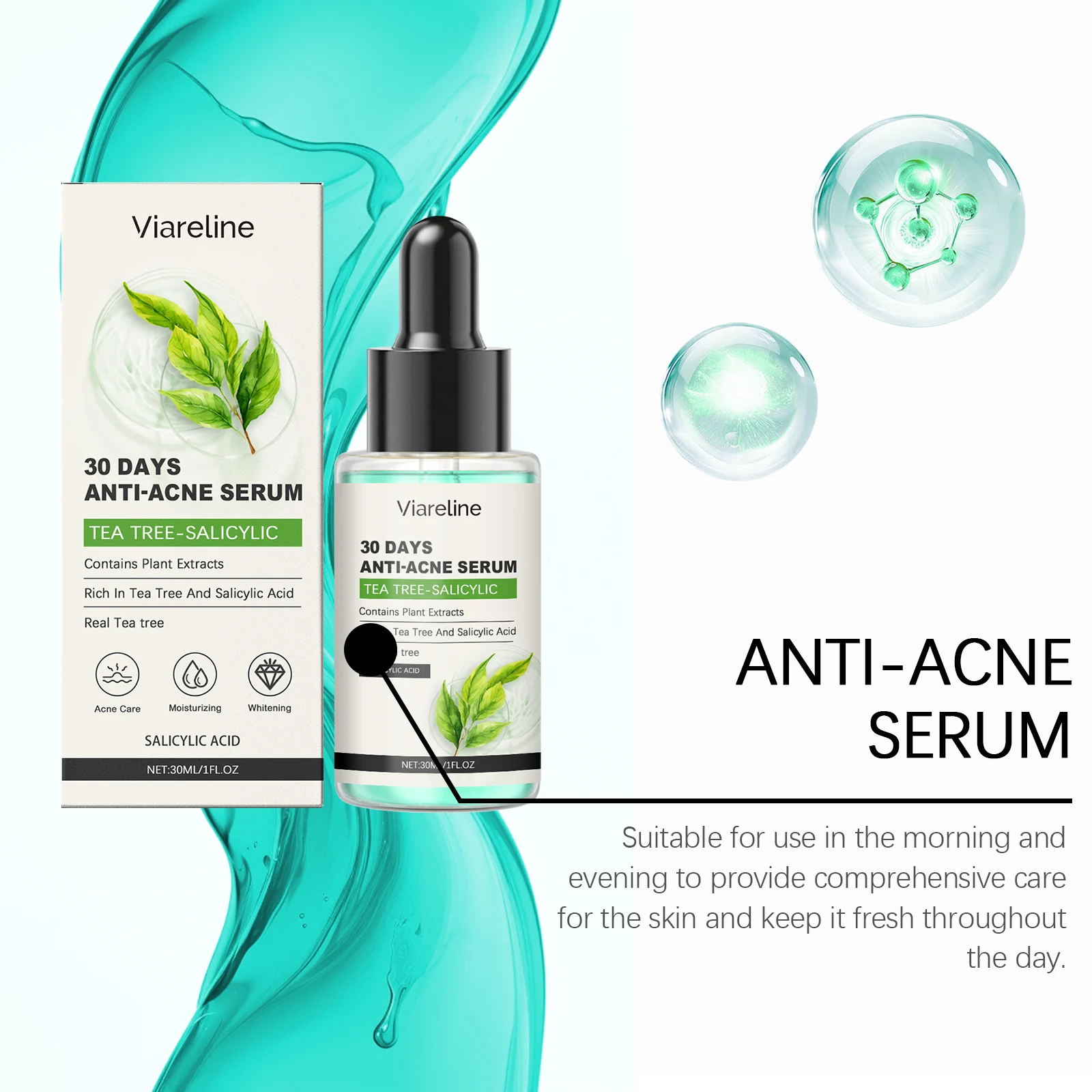 Salicylic Acid Serum with Tea Tree Oil - 30ml Anti-Acne Treatment for Clear, Smooth Skin 8 viareline salicylic acid serum 30ml cih fwup78ac desc 8