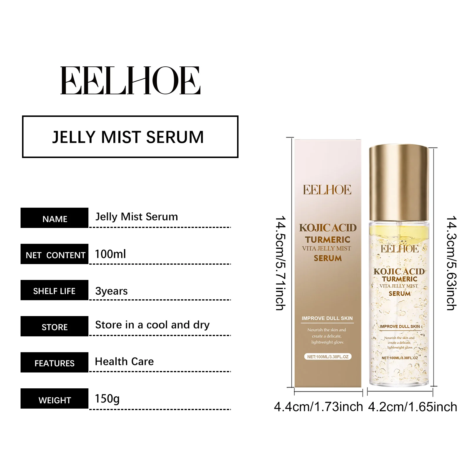 Vitamin C Brightening Serum Mist 100ml for Dull Skin, Glowing Hydration with Turmeric & Kojic Acid 1 vitamin c brightening serum mist 100ml der p5f6j4ds desc 1