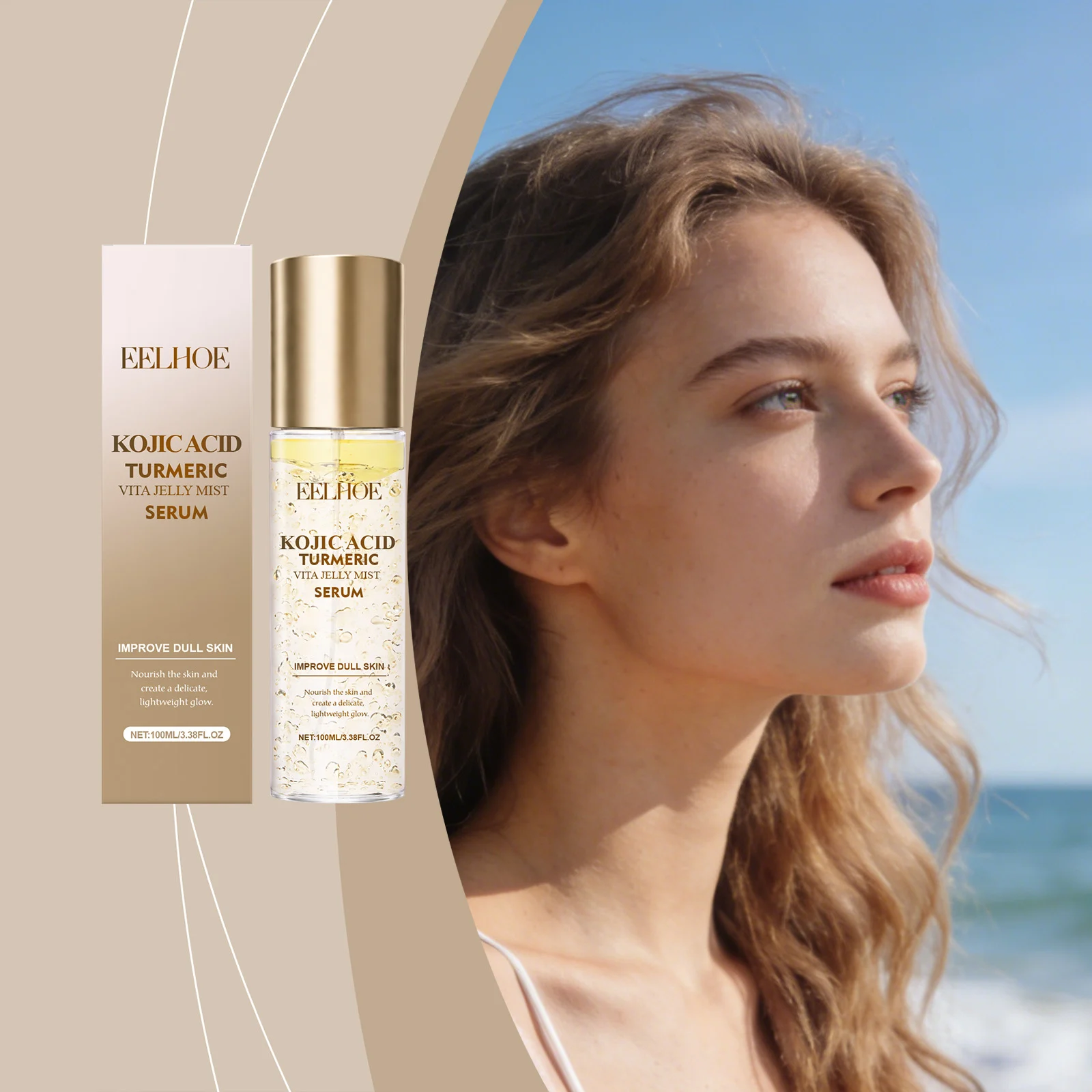 Vitamin C Brightening Serum Mist 100ml for Dull Skin, Glowing Hydration with Turmeric & Kojic Acid 2 vitamin c brightening serum mist 100ml der p5f6j4ds desc 2