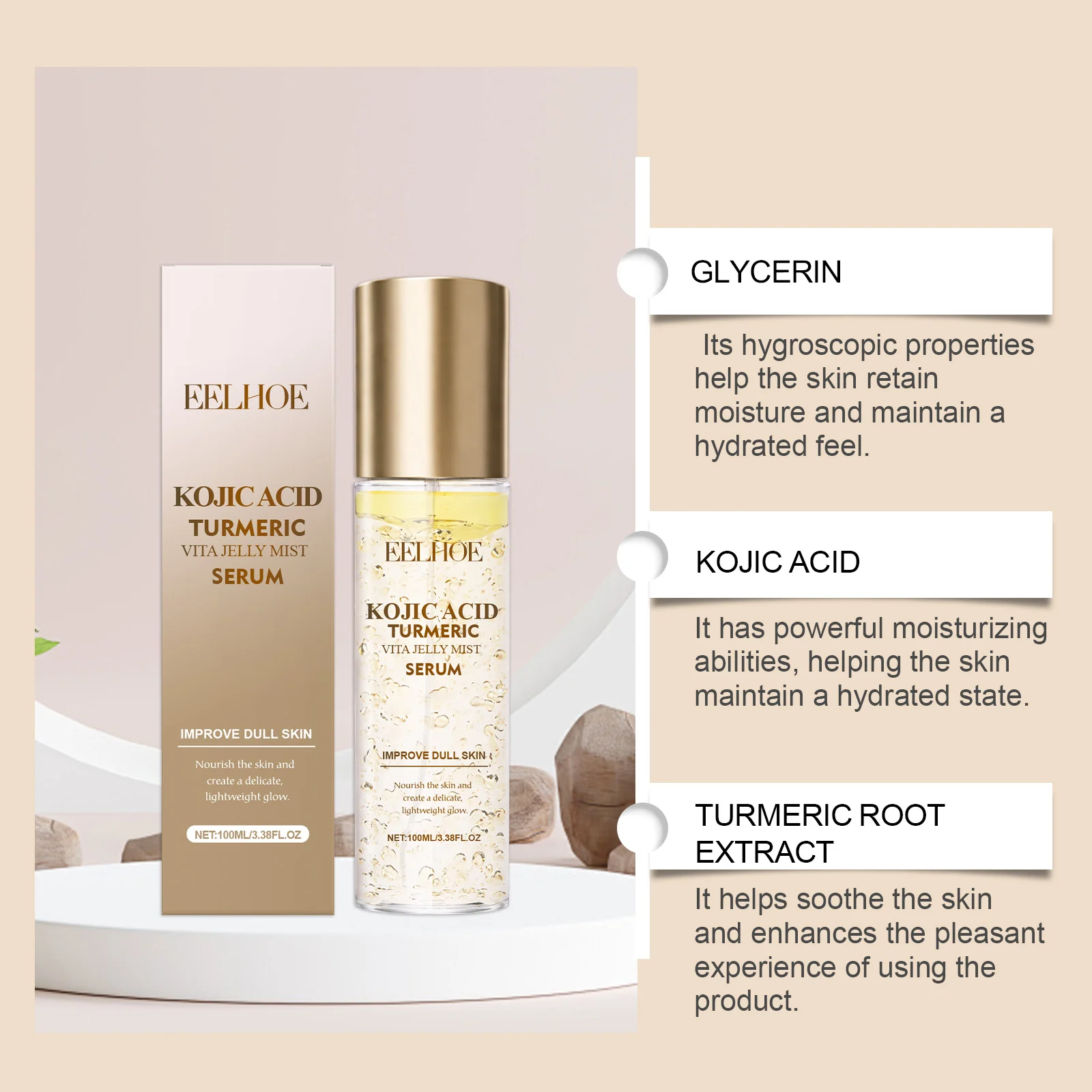 Vitamin C Brightening Serum Mist 100ml for Dull Skin, Glowing Hydration with Turmeric & Kojic Acid 5 vitamin c brightening serum mist 100ml der p5f6j4ds desc 5