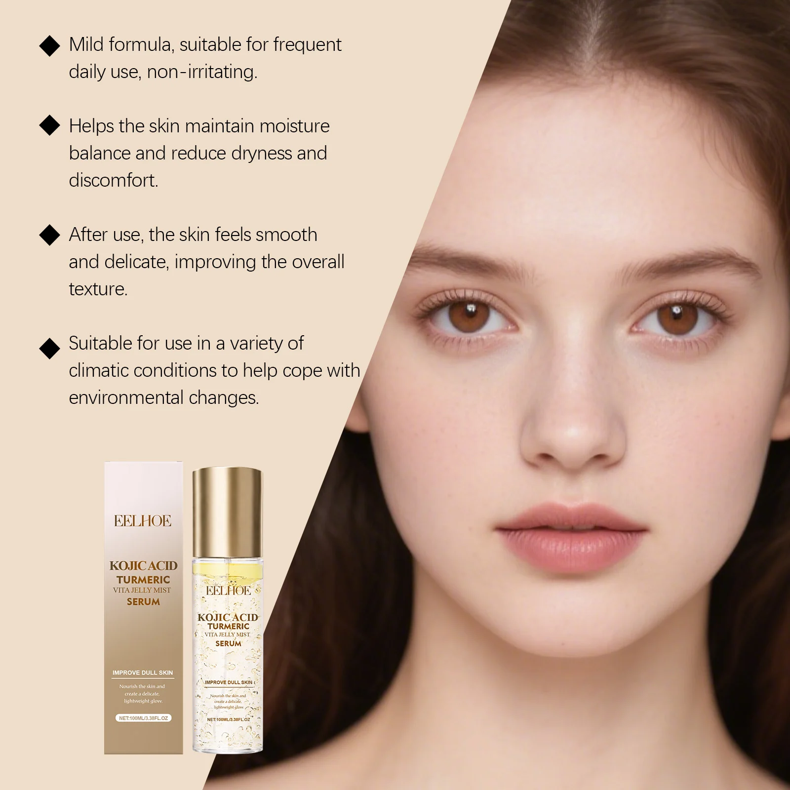 Vitamin C Brightening Serum Mist 100ml for Dull Skin, Glowing Hydration with Turmeric & Kojic Acid 6 vitamin c brightening serum mist 100ml der p5f6j4ds desc 6