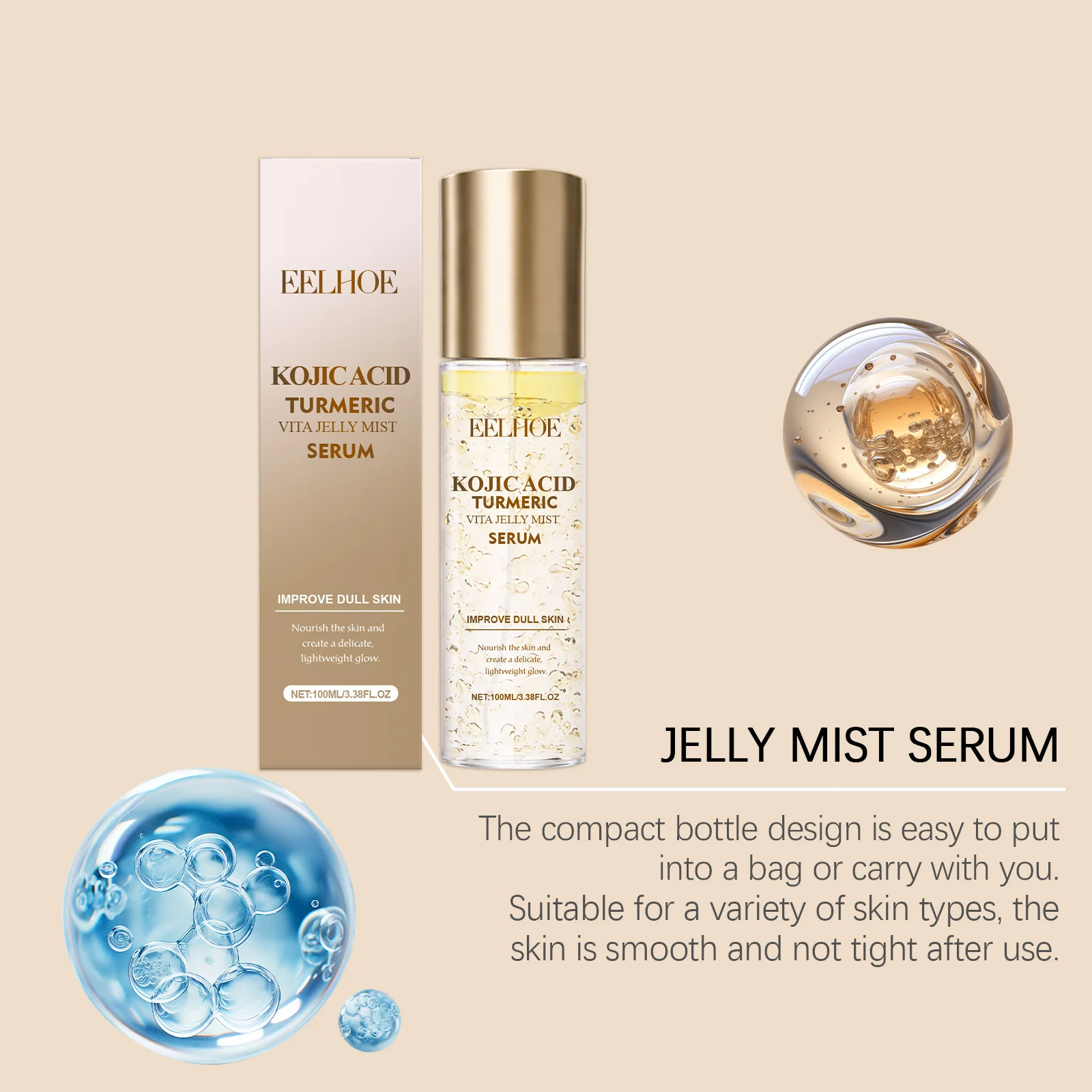 Vitamin C Brightening Serum Mist 100ml for Dull Skin, Glowing Hydration with Turmeric & Kojic Acid 7 vitamin c brightening serum mist 100ml der p5f6j4ds desc 7