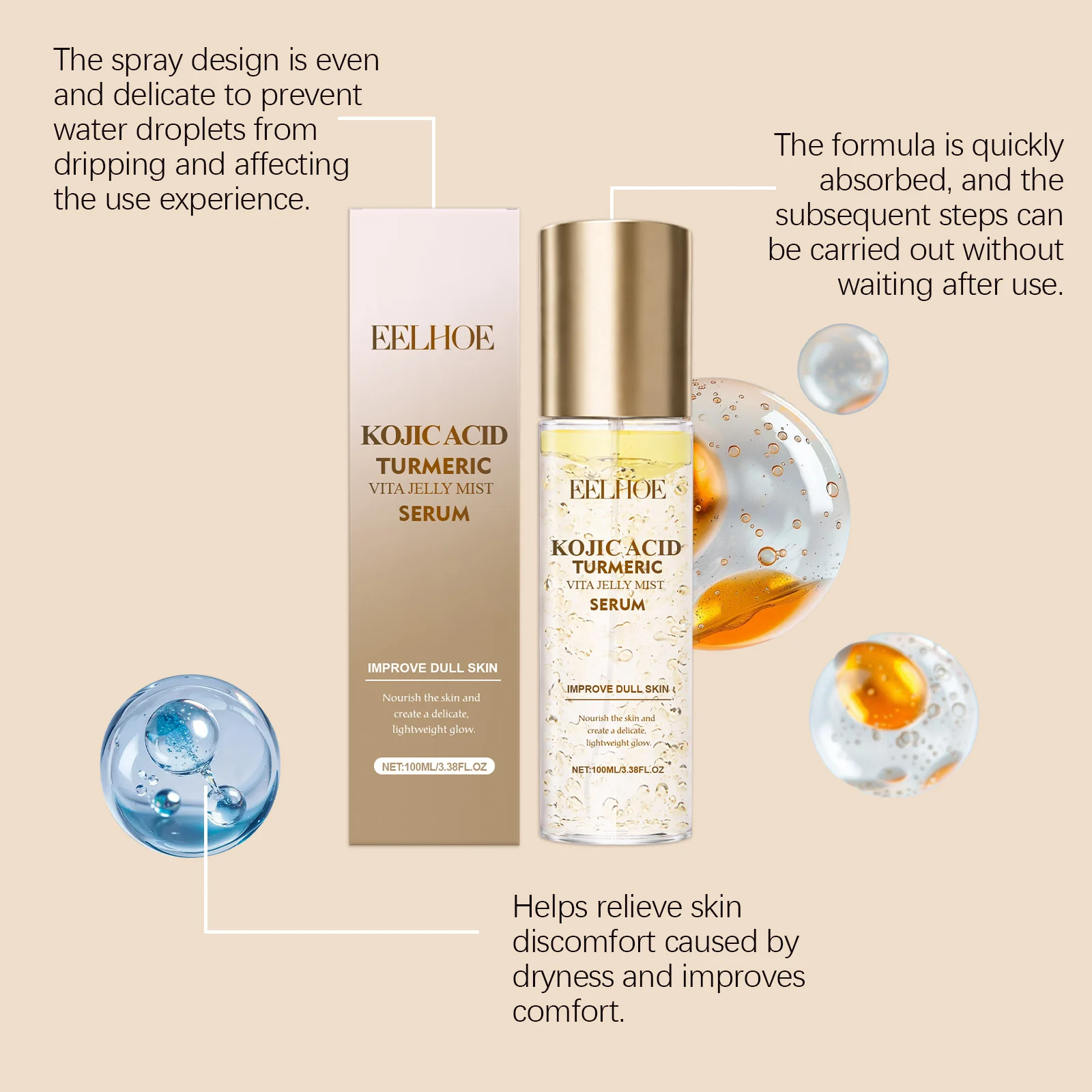 Vitamin C Brightening Serum Mist 100ml for Dull Skin, Glowing Hydration with Turmeric & Kojic Acid 8 vitamin c brightening serum mist 100ml der p5f6j4ds desc 8