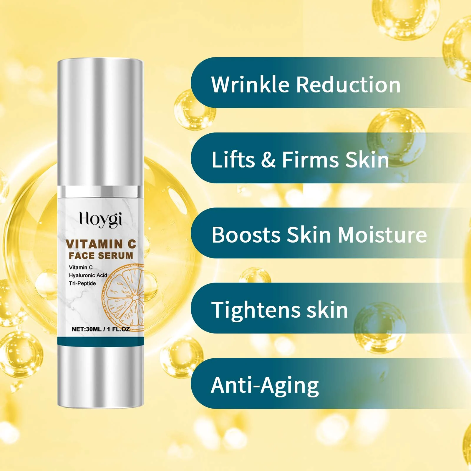 HOYGI Vitamin C Face Serum with Hyaluronic Acid & Tri-Peptide for Wrinkle Reduction & Hydration 7 vitamin c face serum cih da7fu83b desc 7