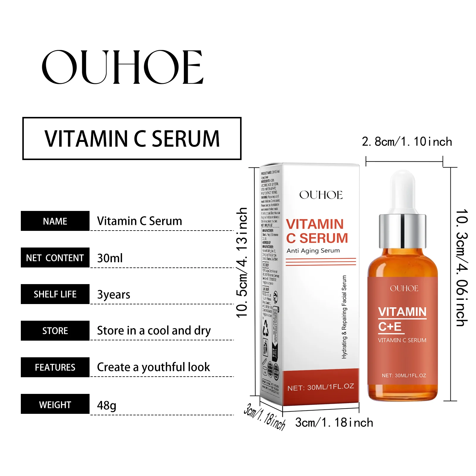 Vitamin C Serum 30ml Anti-Aging Hydrating Facial Essence for Wrinkles 1 vitamin c serum anti aging hydrating facial essence cih gp7m7chb desc 1
