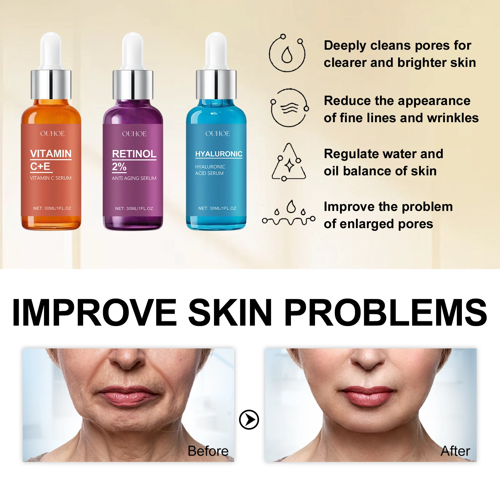 Vitamin C Serum 30ml Anti-Aging Hydrating Facial Essence for Wrinkles 5 vitamin c serum anti aging hydrating facial essence cih gp7m7chb desc 5